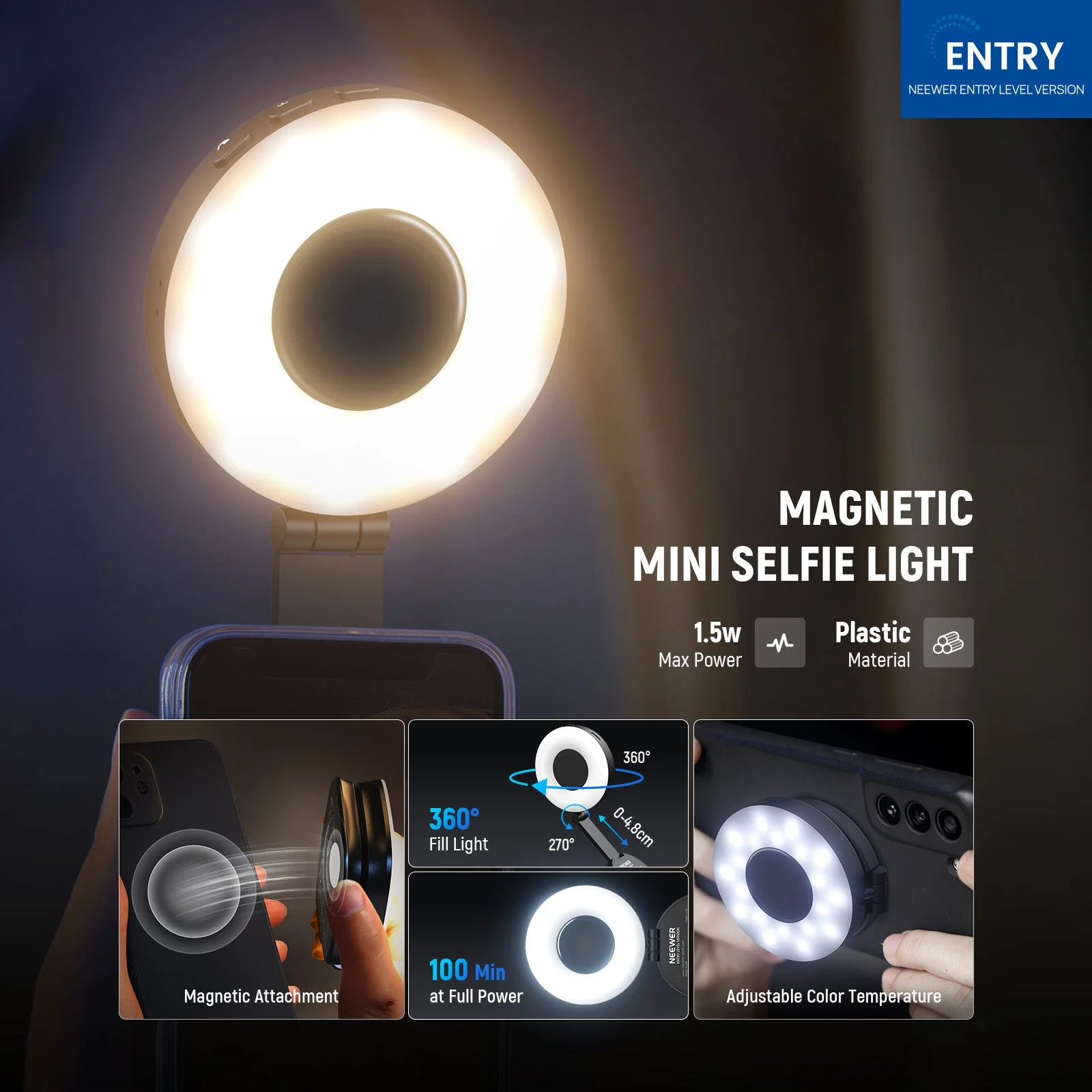 NEEWER ENTRY LEVEL VERSION NL40R Magnetic Selfie Fill Light - Image 2