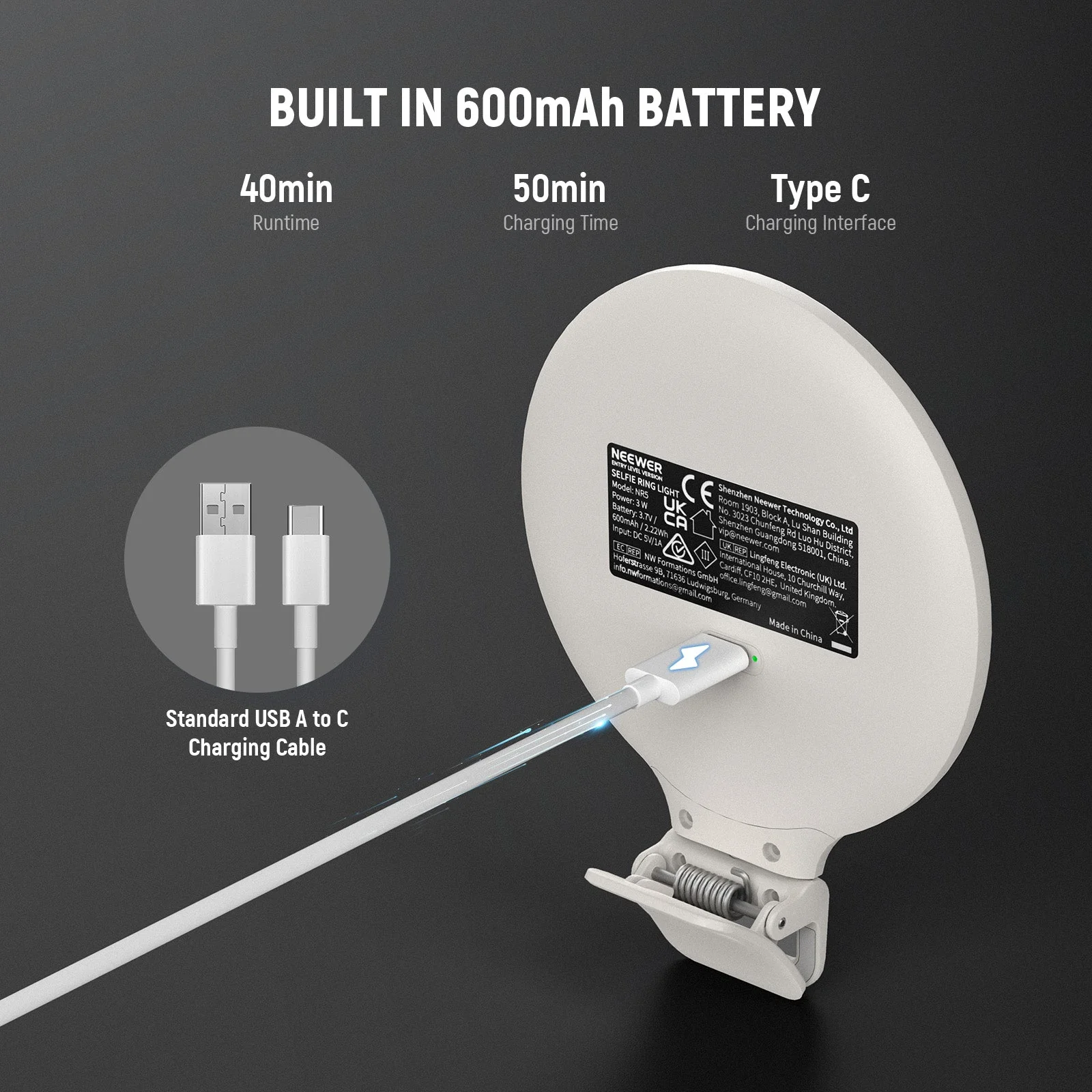 NEEWER ENTRY LEVEL VERSION NR5 3.8" Clip on Selfie Ring Light - Image 4