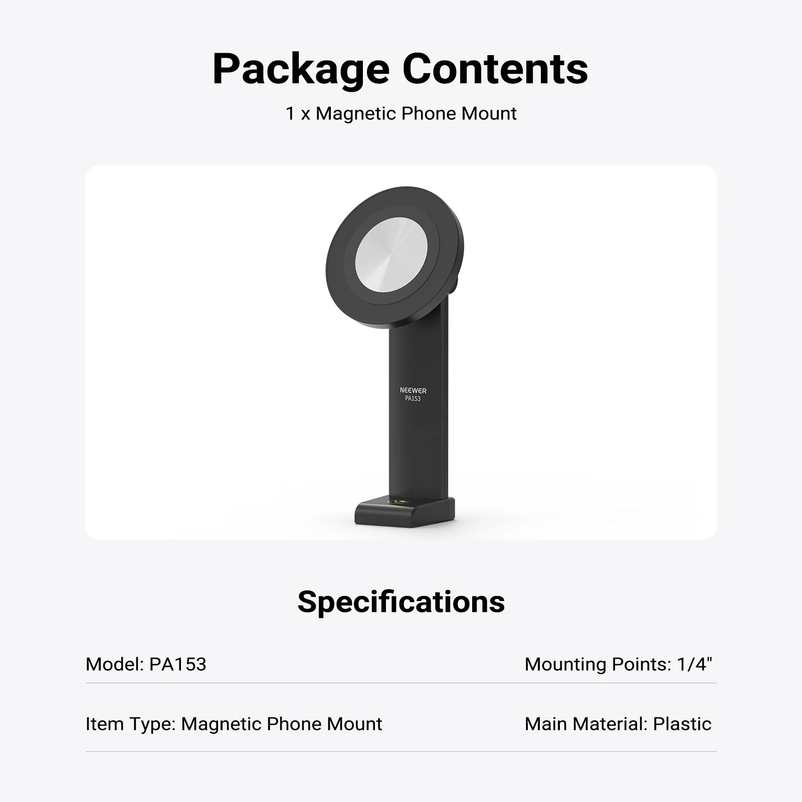 NEEWER ENTRY LEVEL VERSION PA153 Magnetic Phone Mount - Image 7