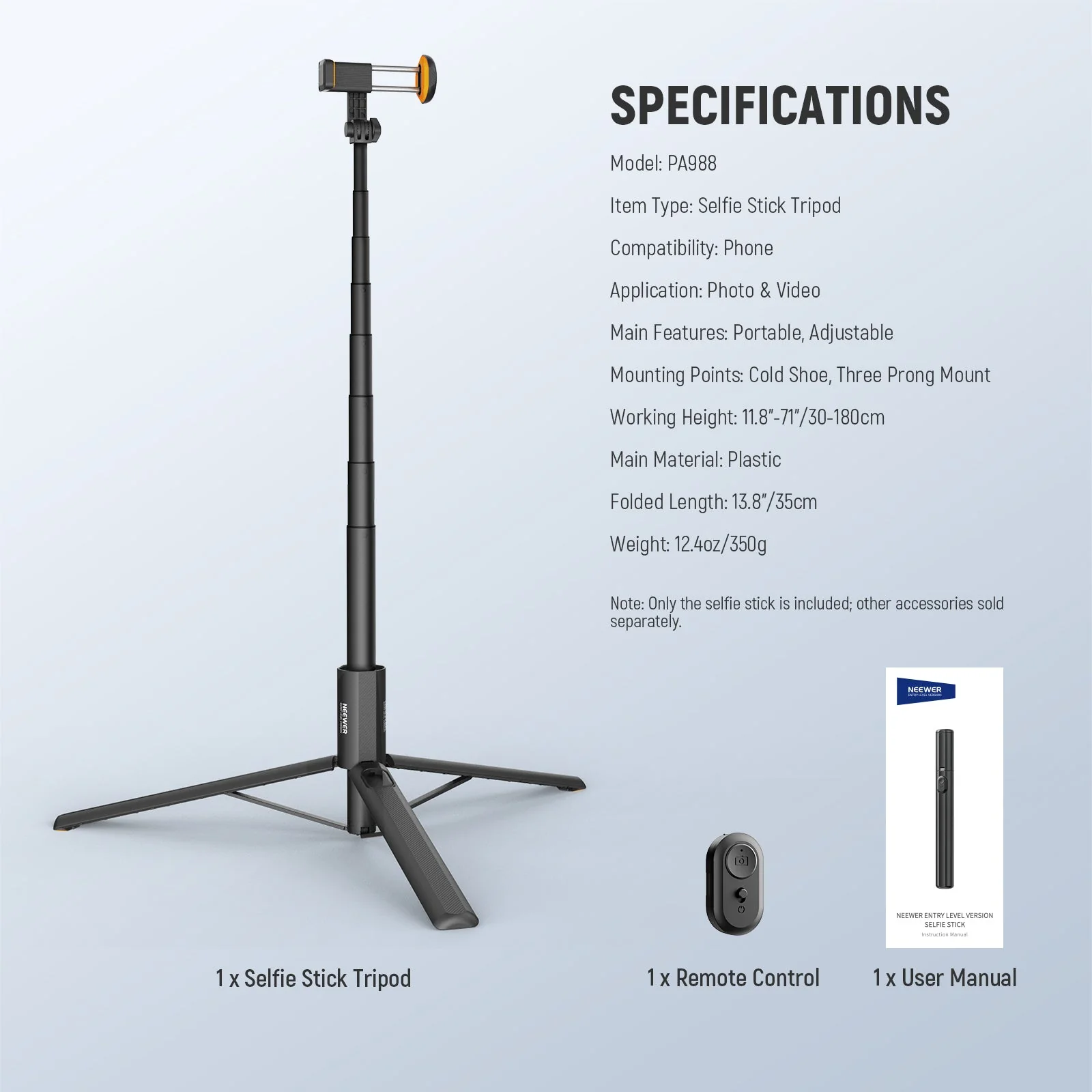 NEEWER ENTRY LEVEL VERSION PA988 71" Selfie Stick Tripod - Image 8