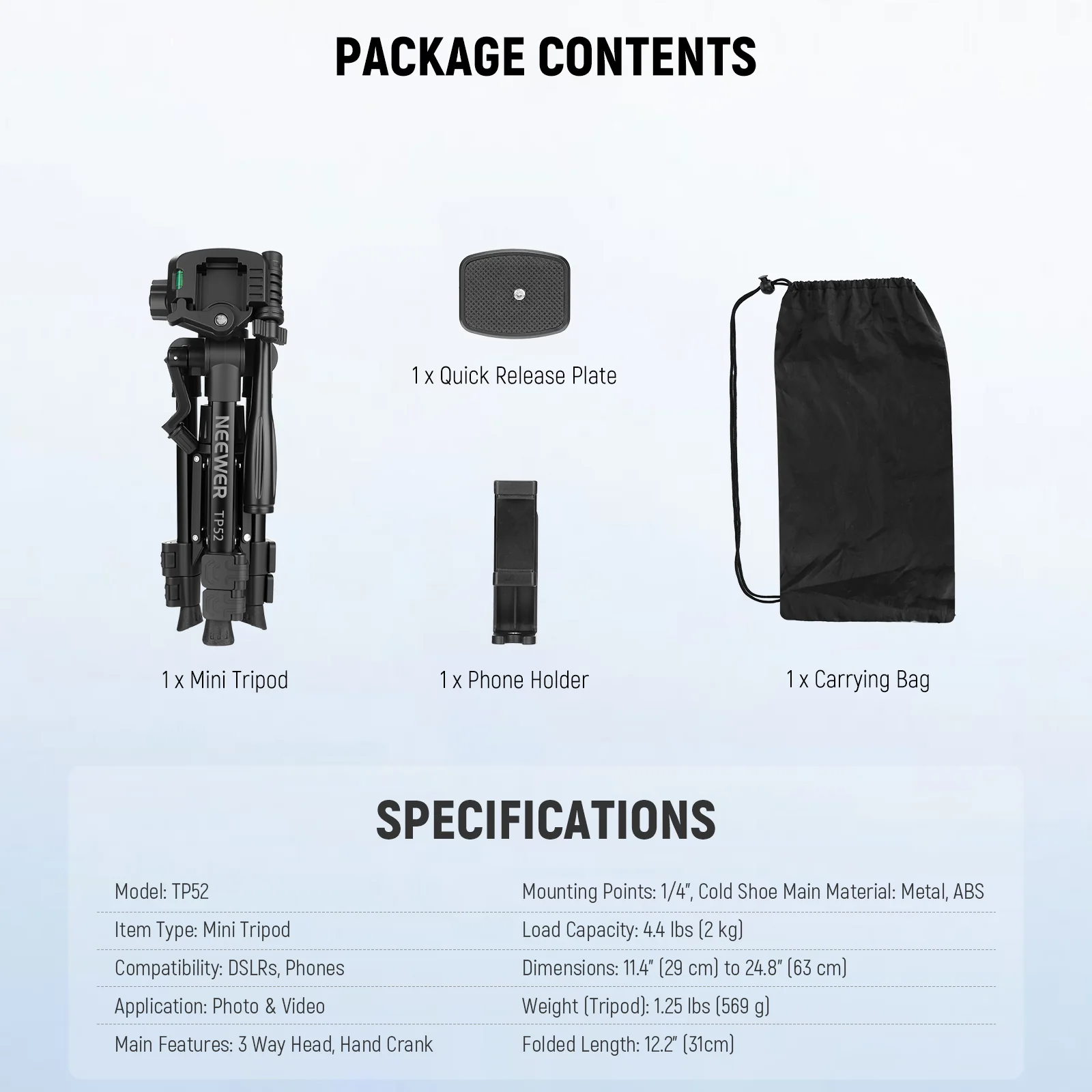NEEWER ENTRY LEVEL VERSION TP52 Mini Desk Tripod - Image 8
