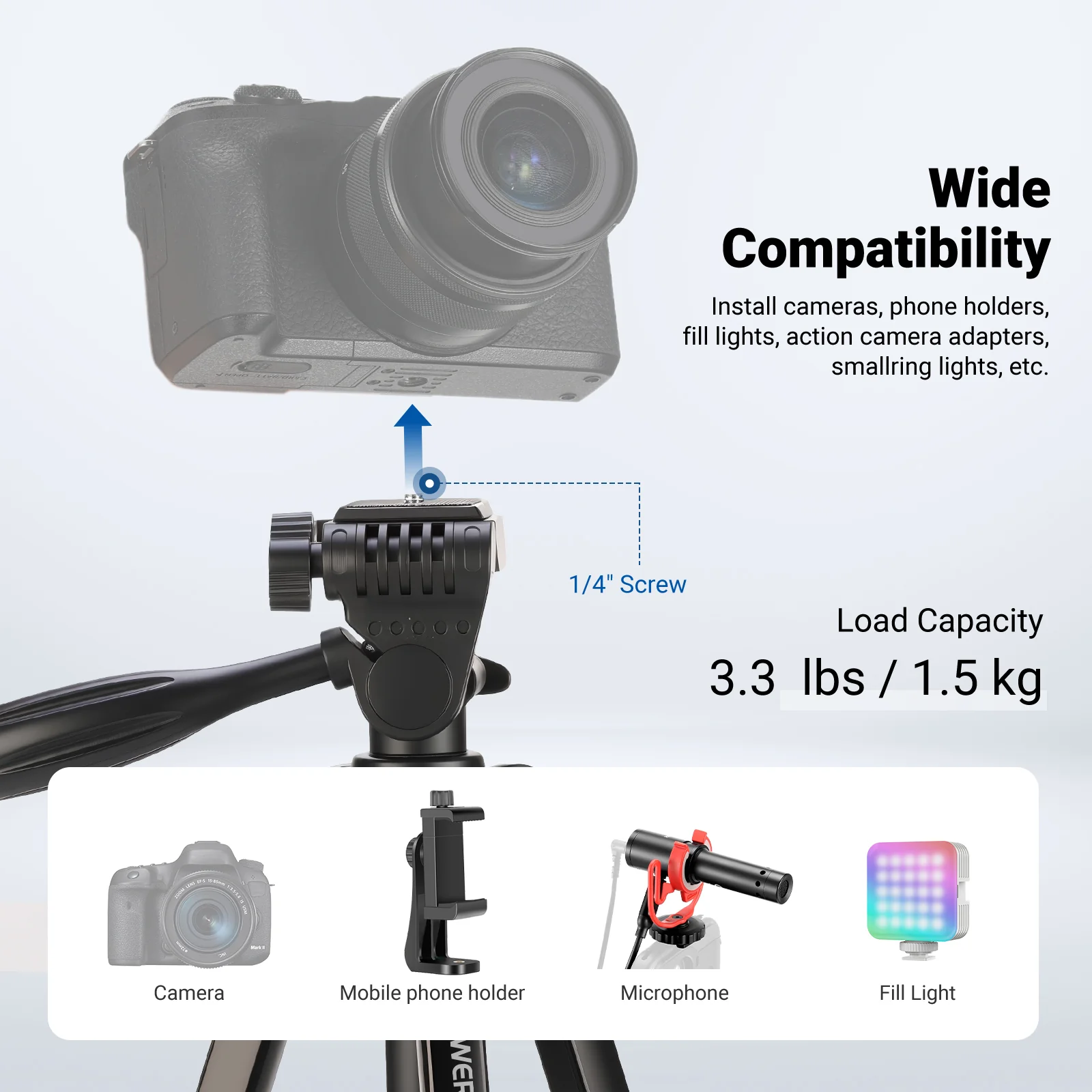 NEEWER Entry Level Version TP53 Metal Travel Video Tripod - Image 4