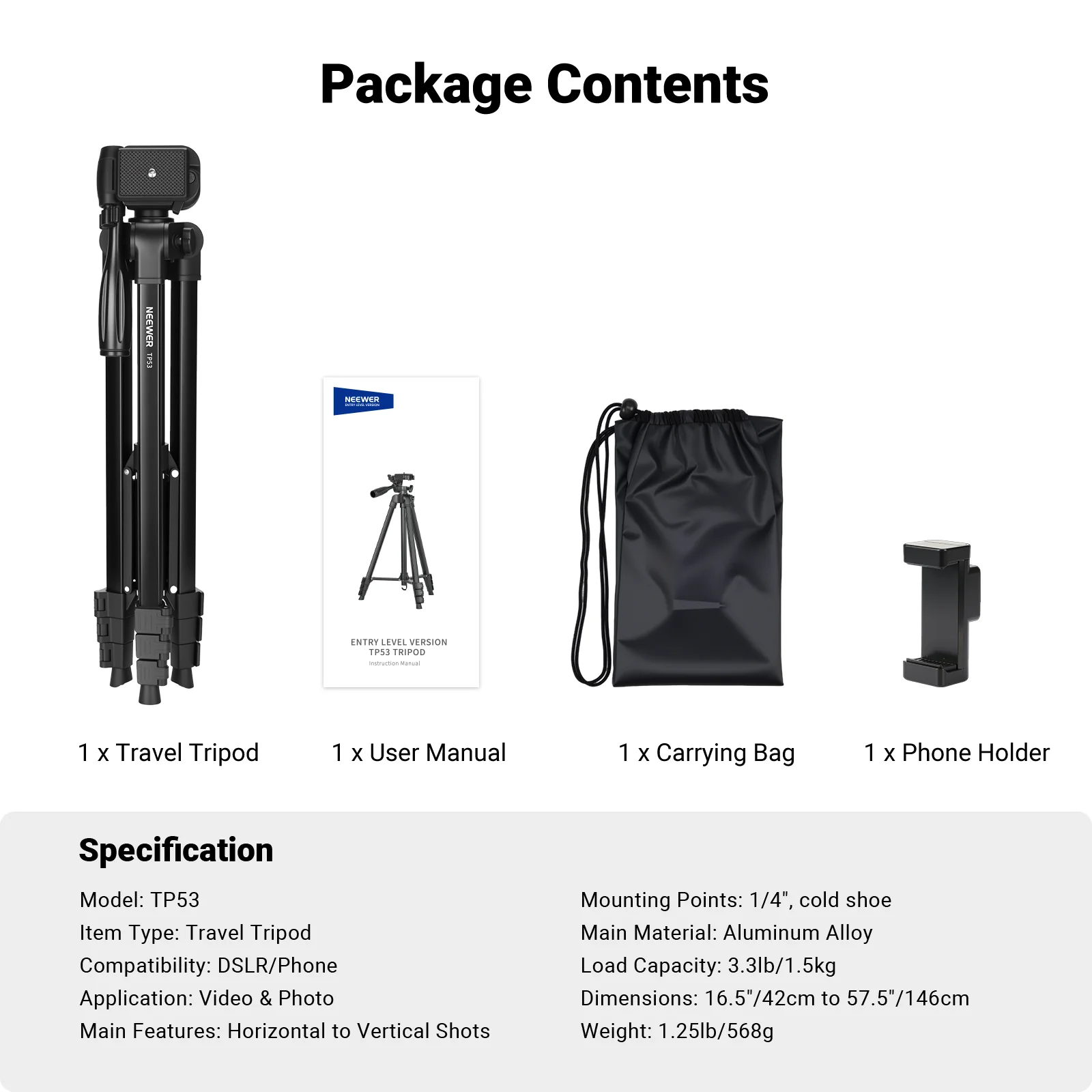 NEEWER Entry Level Version TP53 Metal Travel Video Tripod - Image 8