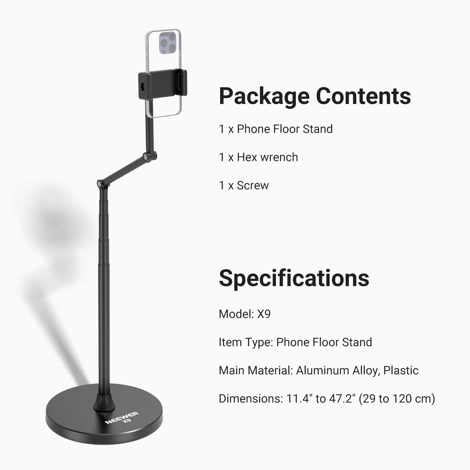 NEEWER ENTRY LEVEL VERSION X9 Phone Floor Stand - Image 7