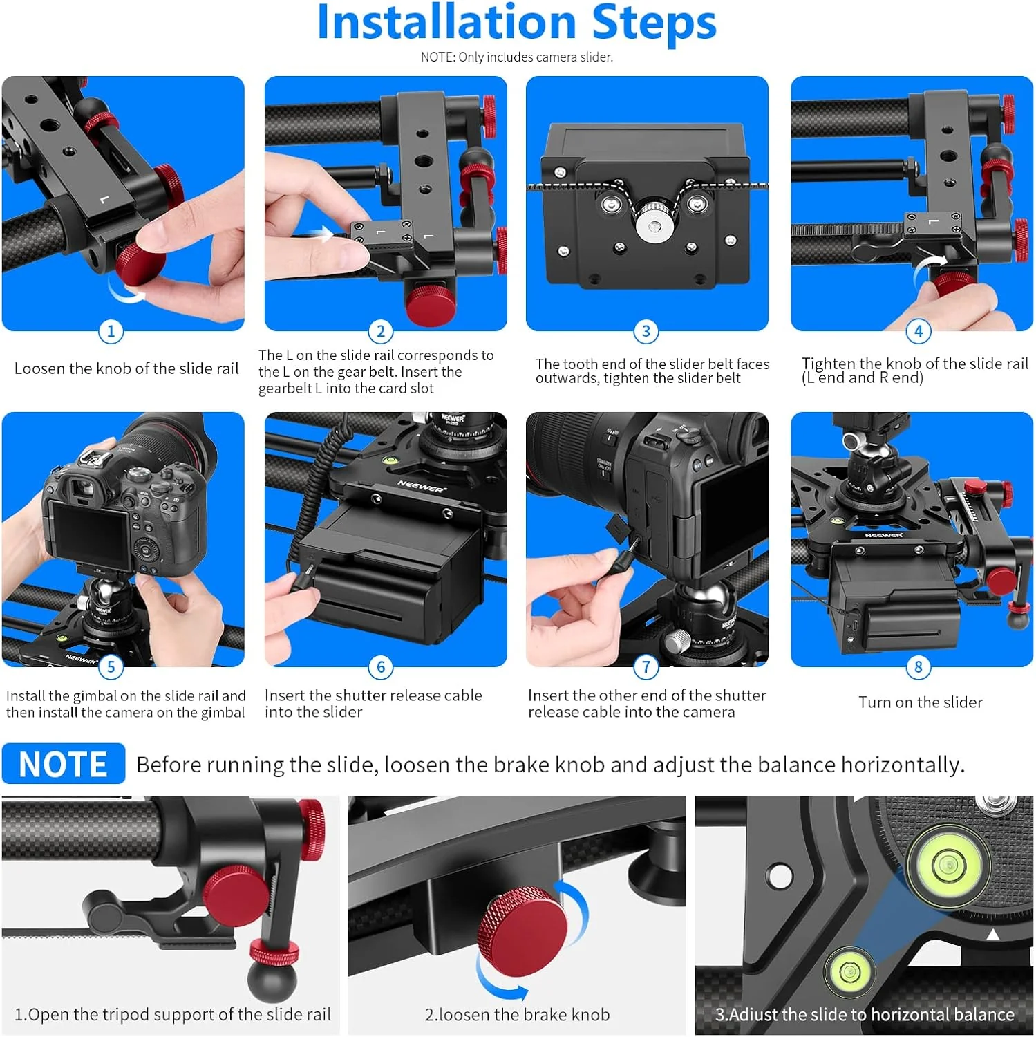 NEEWER ER1 Motorized Carbon Fiber Camera Slider with F750 Battery - Image 11