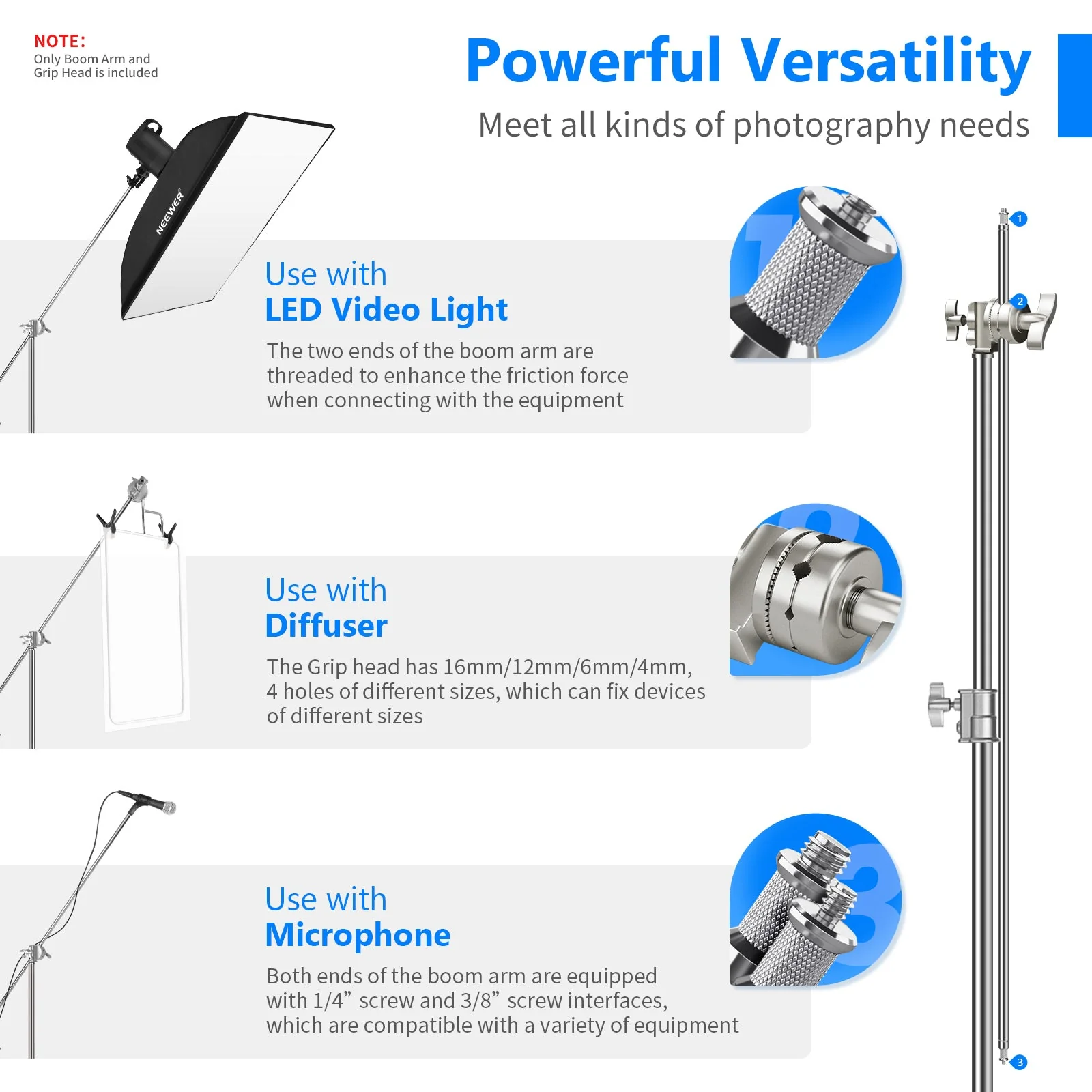 NEEWER Aluminum Alloy Extension Boom Arm Kit - Image 5