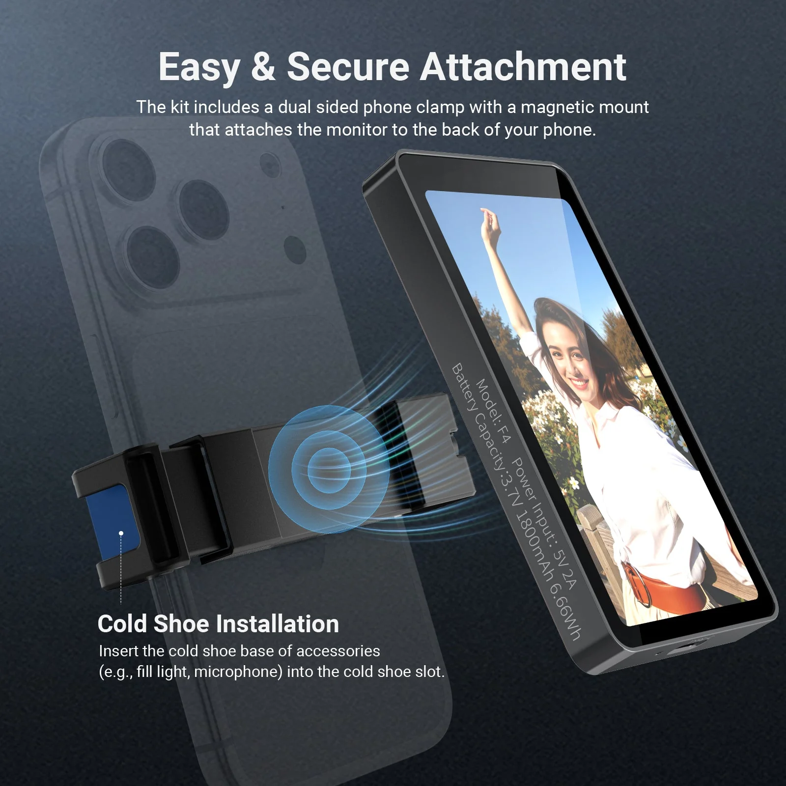 NEEWER F4 4" Phone Vlog Selfie Monitor Screen - Image 4