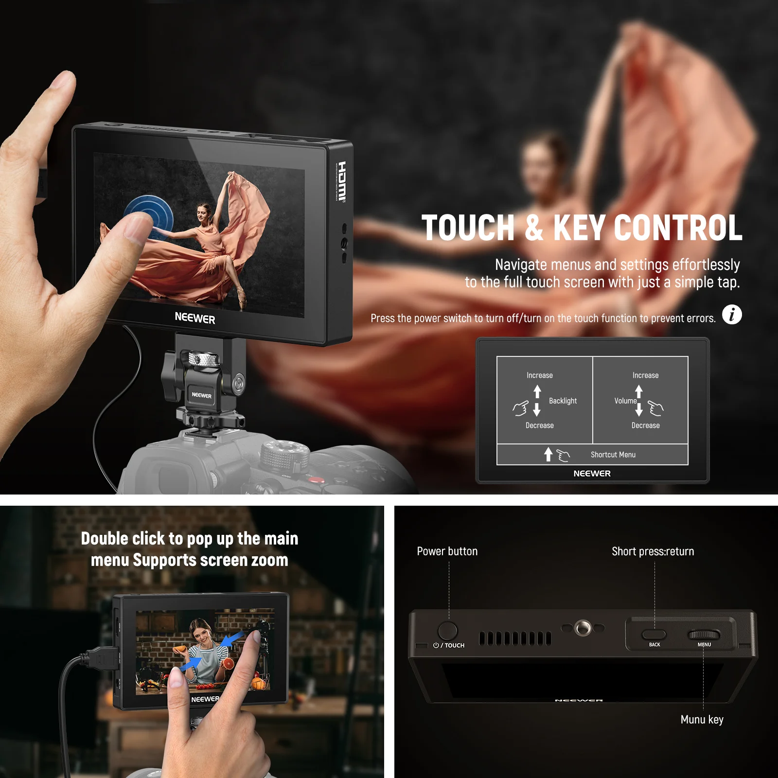 NEEWER F500 PRO 5.5" Camera Touch Screen Field Monitor - Image 6