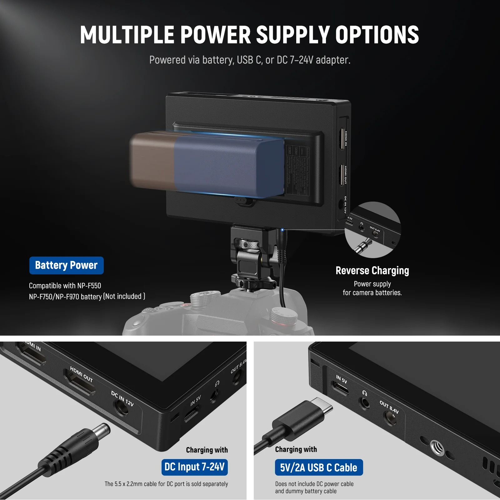 NEEWER F500 PRO 5.5" Camera Touch Screen Field Monitor - Image 7