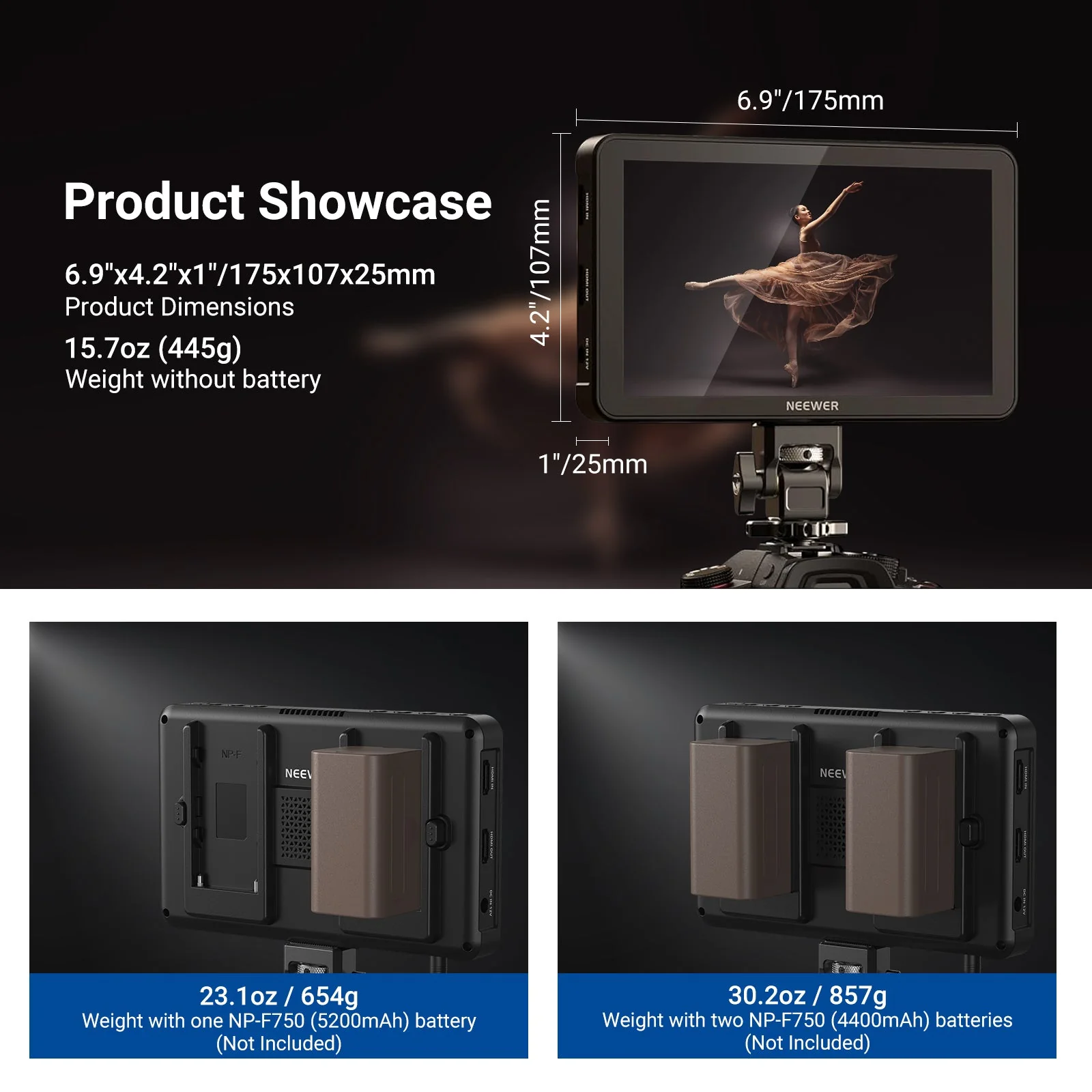 NEEWER F600 7" Touch Screen Camera Field Monitor - Image 3