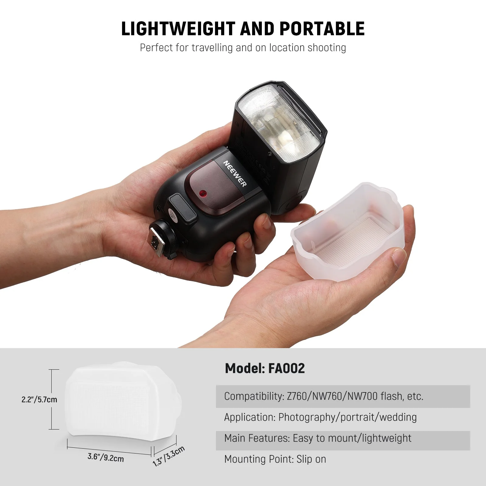 NEEWER FA002 Flash Diffuser for Square Head Speedlite Flash - Image 4