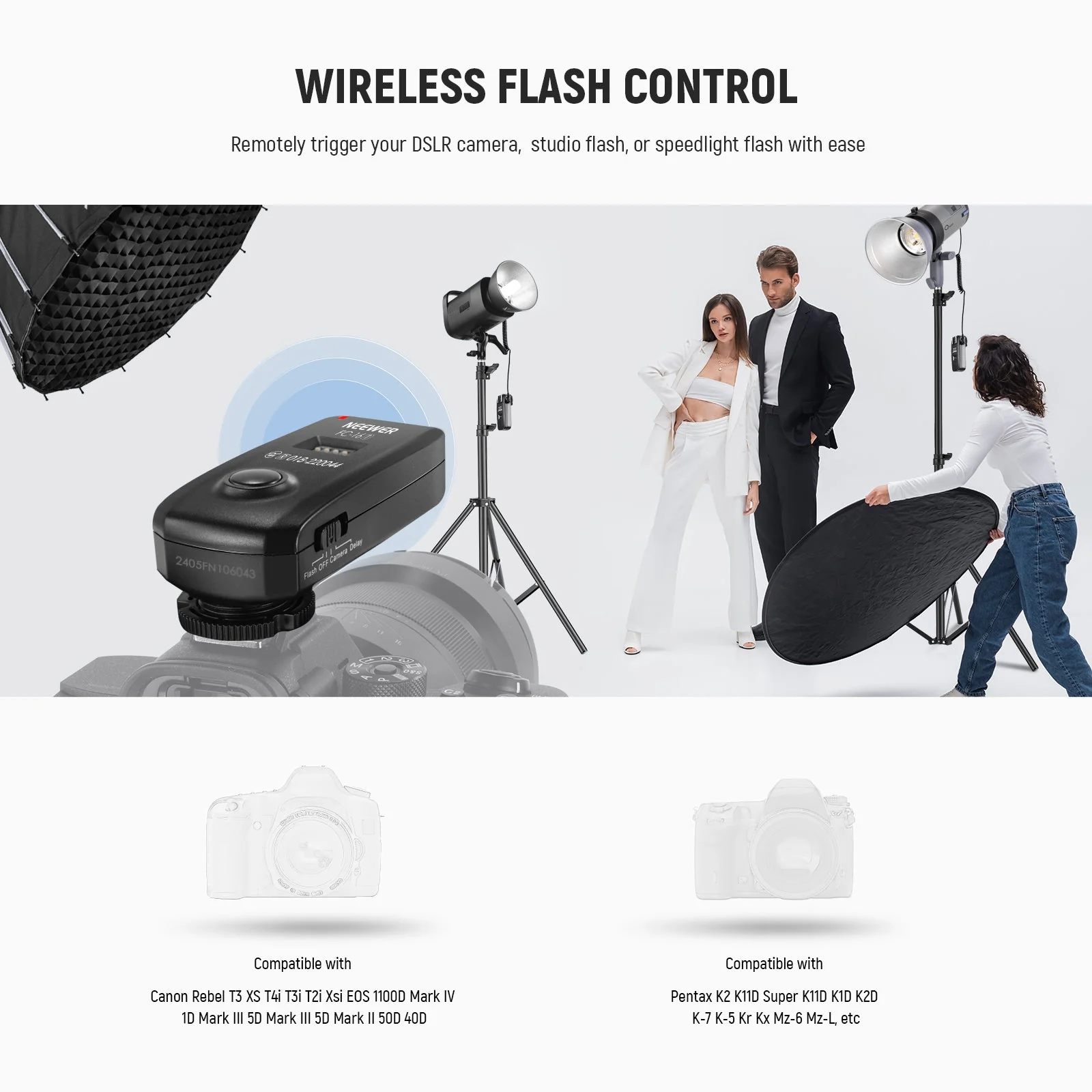 NEEWER FC-16 2.4G Wireless Flash Trigger for Canon Cameras - Image 2