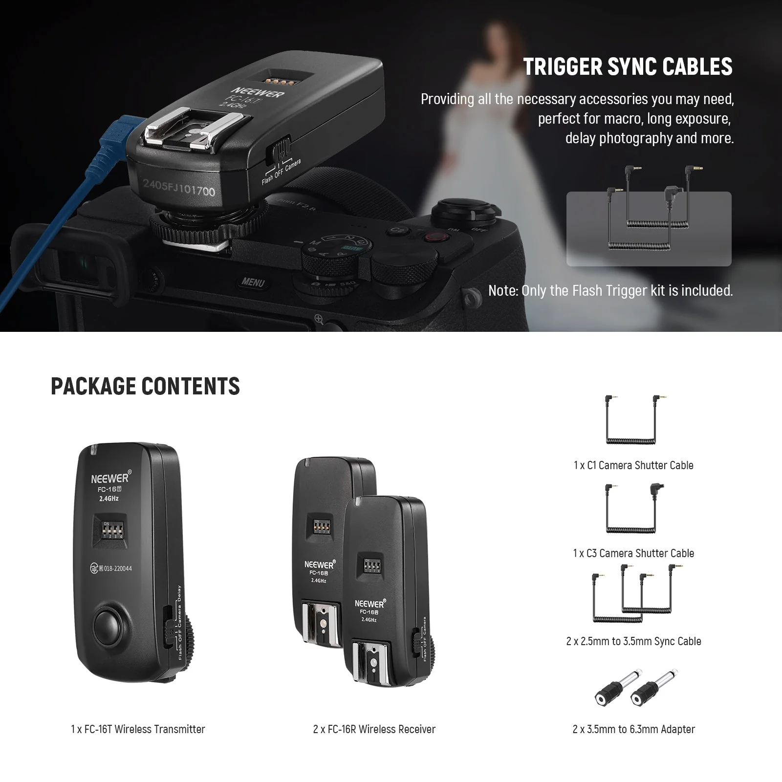 NEEWER FC-16 2.4G Wireless Flash Trigger for Canon Cameras - Image 8