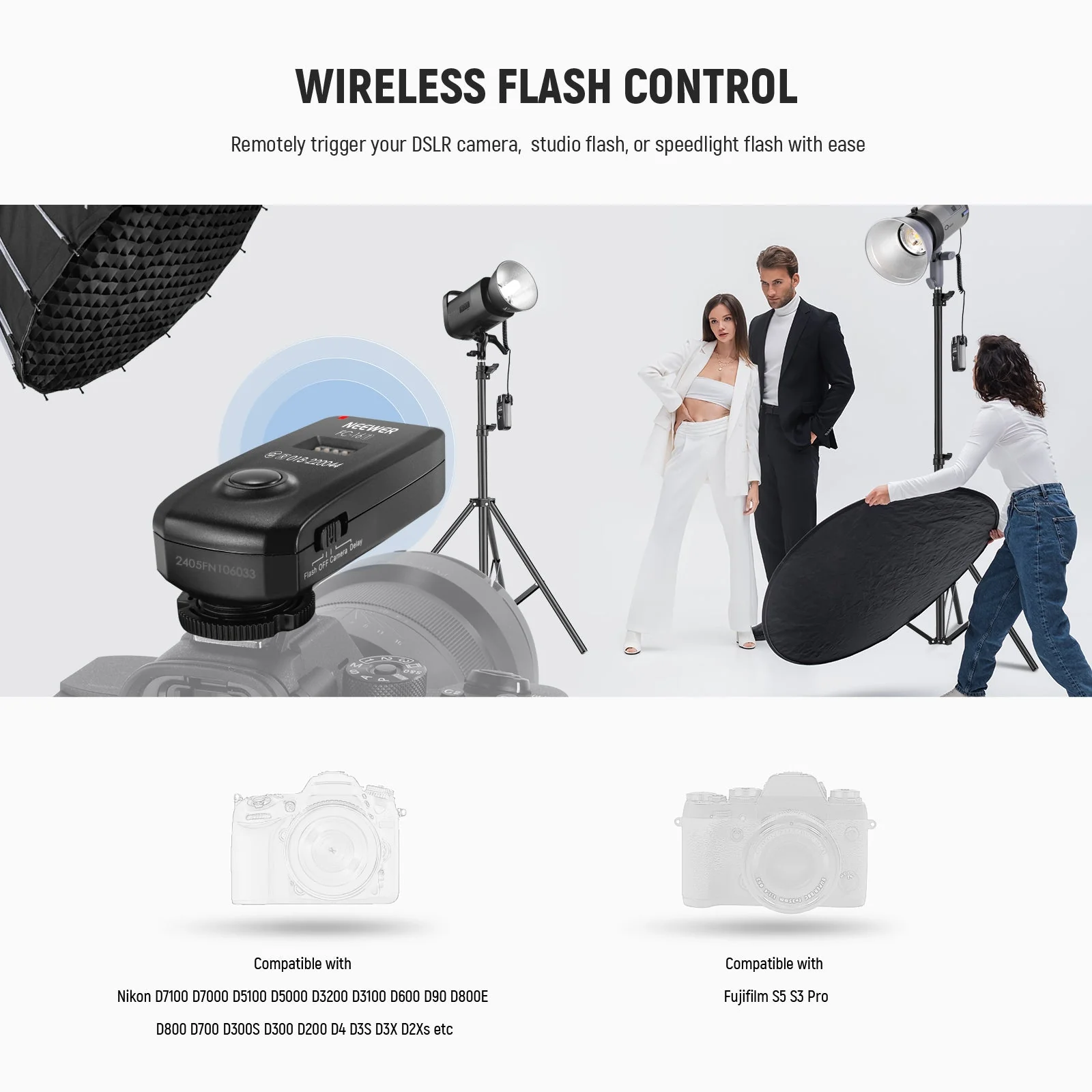 NEEWER FC-16 2.4G Wireless Flash Trigger for Nikon Cameras - Image 2