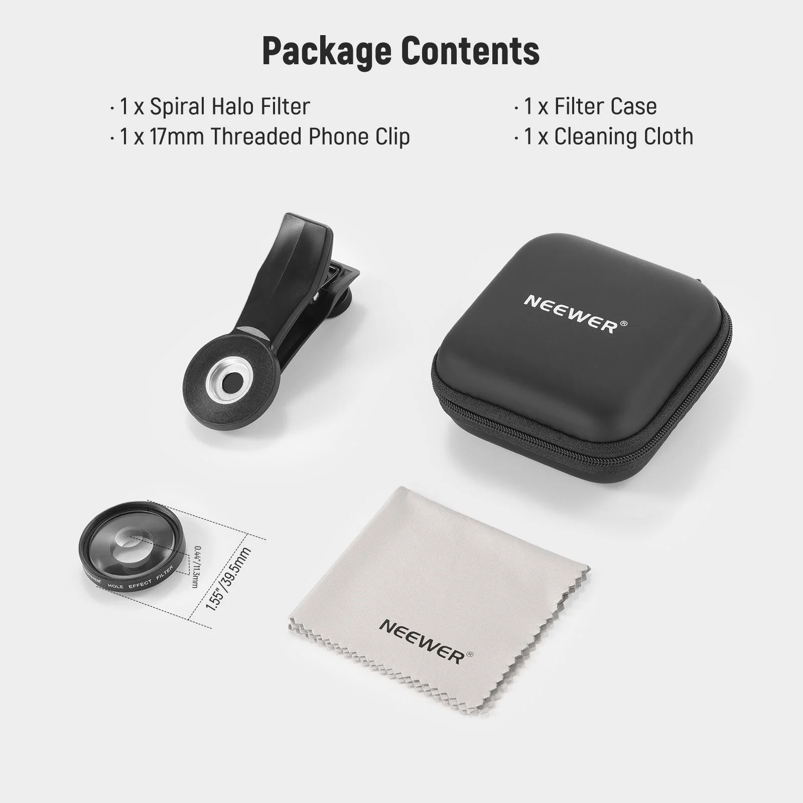 NEEWER FL-100 37mm Spiral Halo Prism Filter with Phone Clip - Image 8