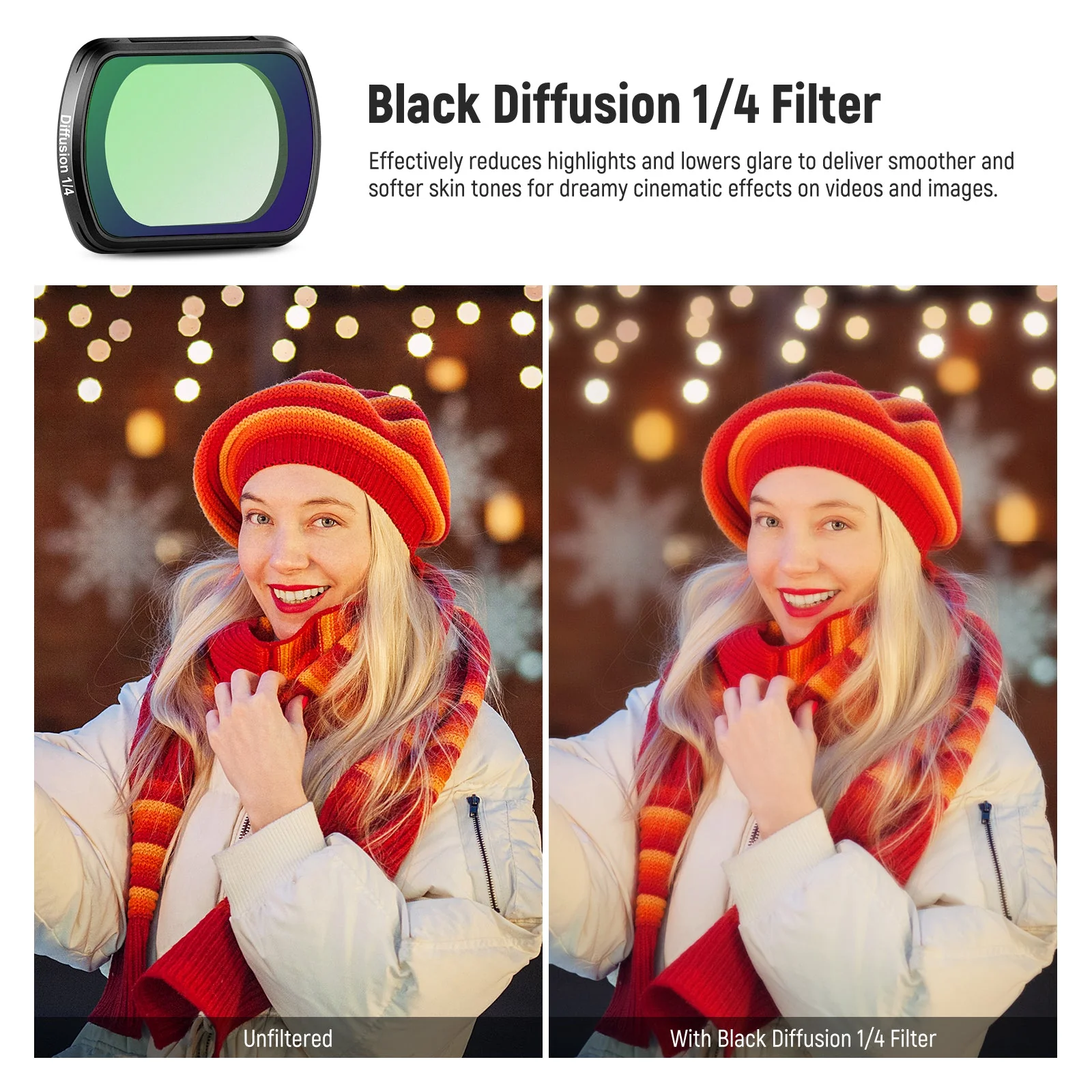 NEEWER FL-80 Magnetic Black Diffusion Filter for DJI Osmo Pocket 3 / Pocket 4 - Image 4