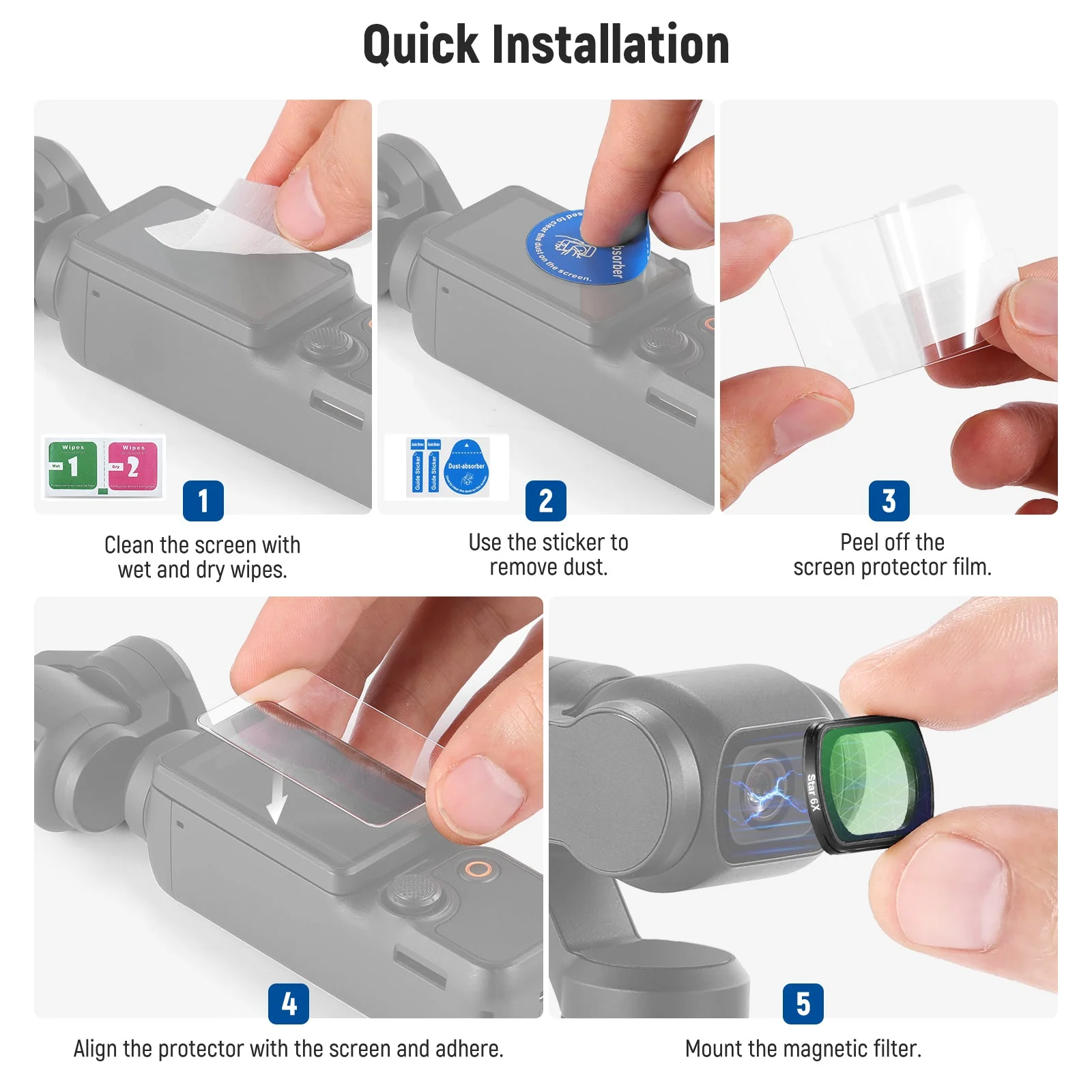 NEEWER FL-62 Magnetic 6 Point Star Filter For DJI Osmo Pocket 3 / Pocket 4 - Image 8