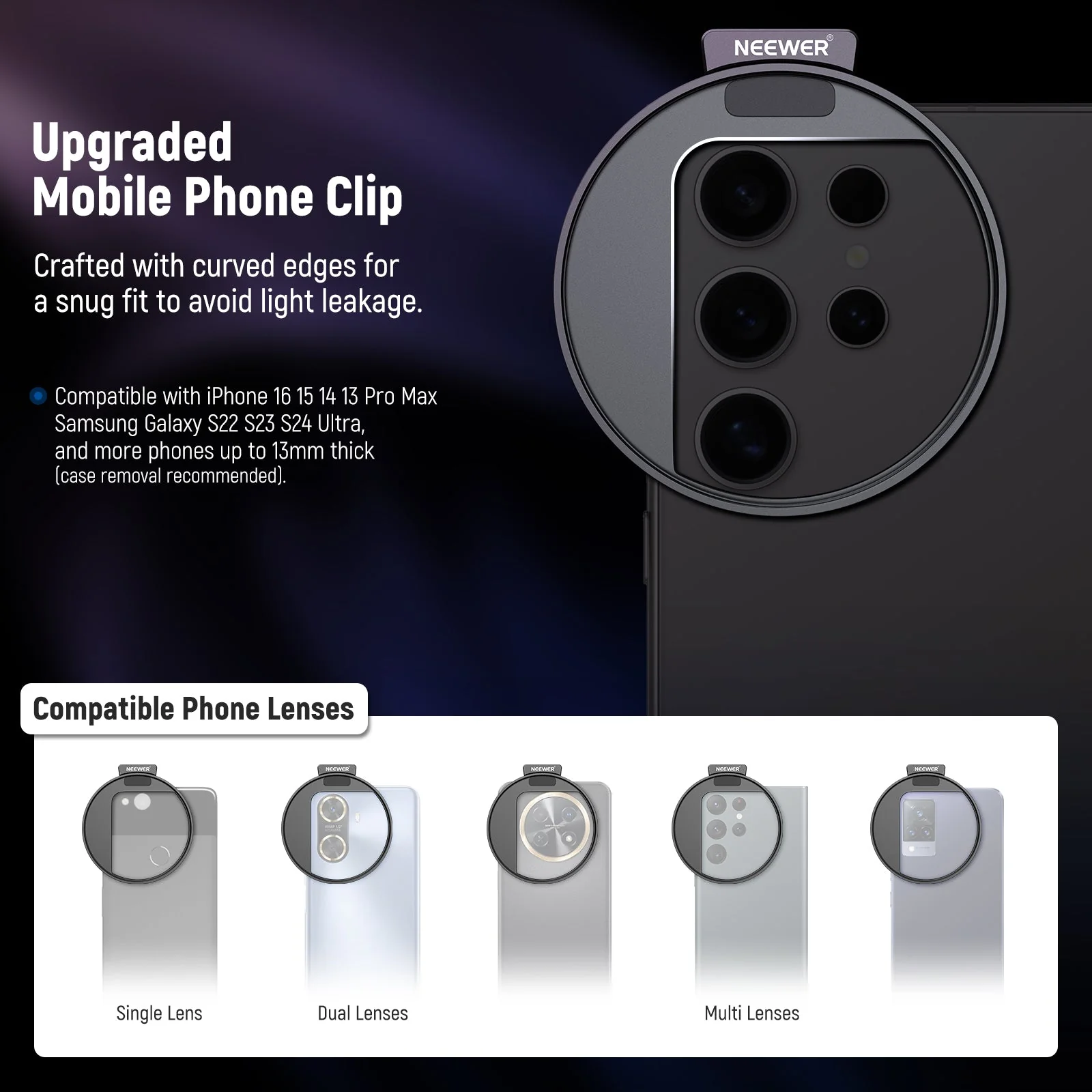 NEEWER FL-78 67mm HD CPL Filter & Cold Shoe Phone Clip - Image 4