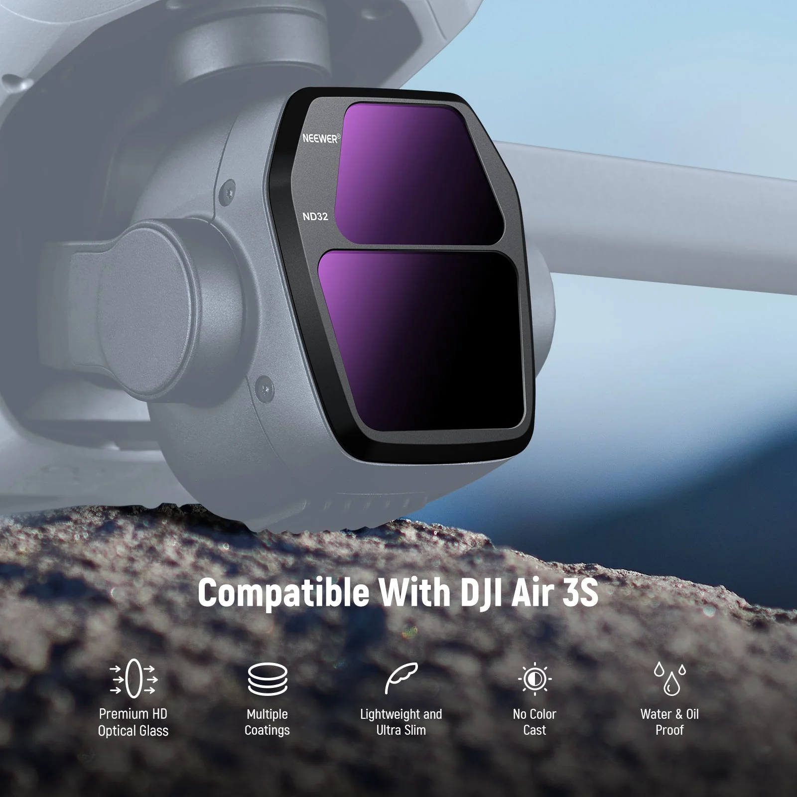 NEEWER FL-A85/FL-A86 ND CPL Filter Set Compatible with DJI Air 3S - Image 2