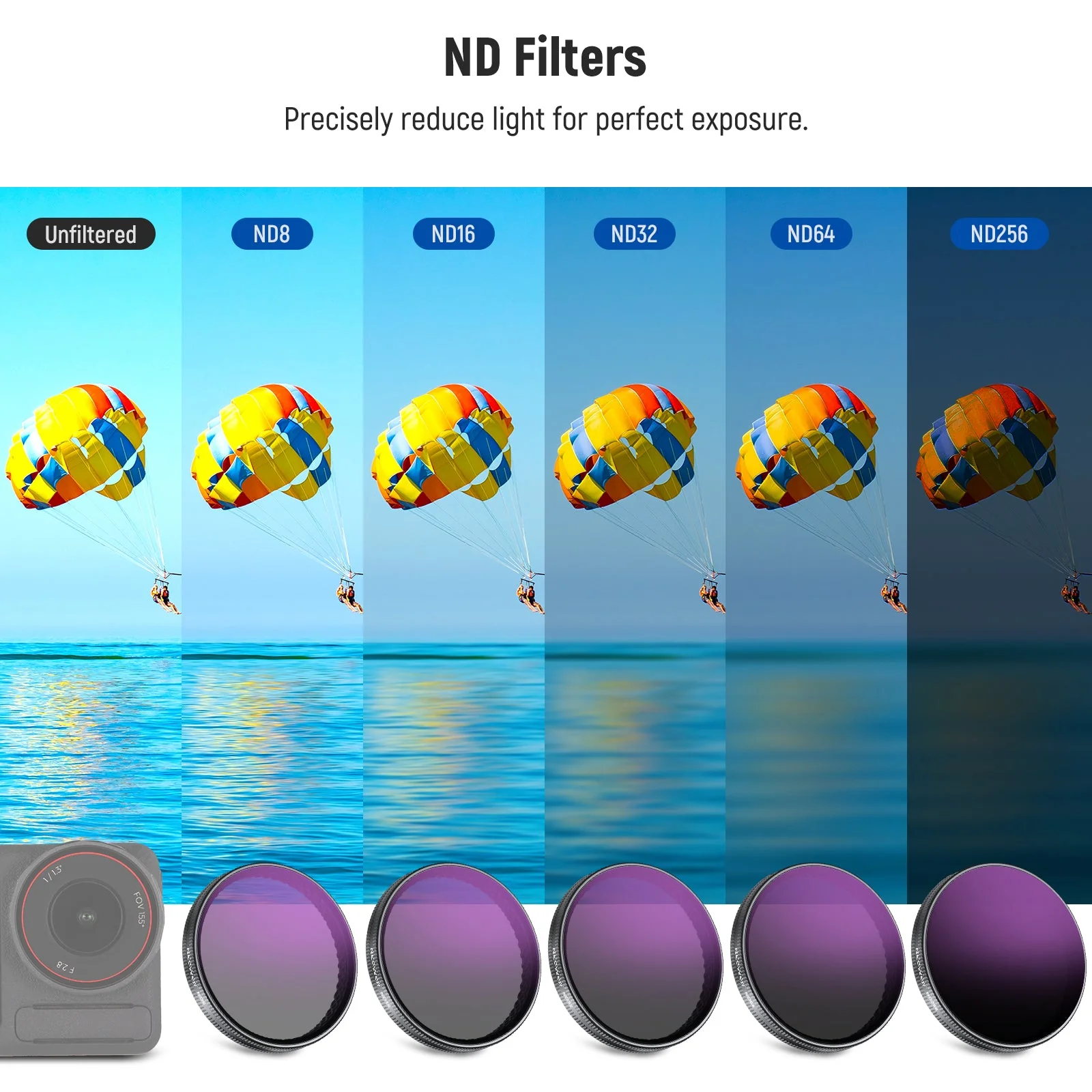 NEEWER FL-A98 6 Pack ND Filter Set For DJI Osmo Action 5 Pro/4/3 - Image 4