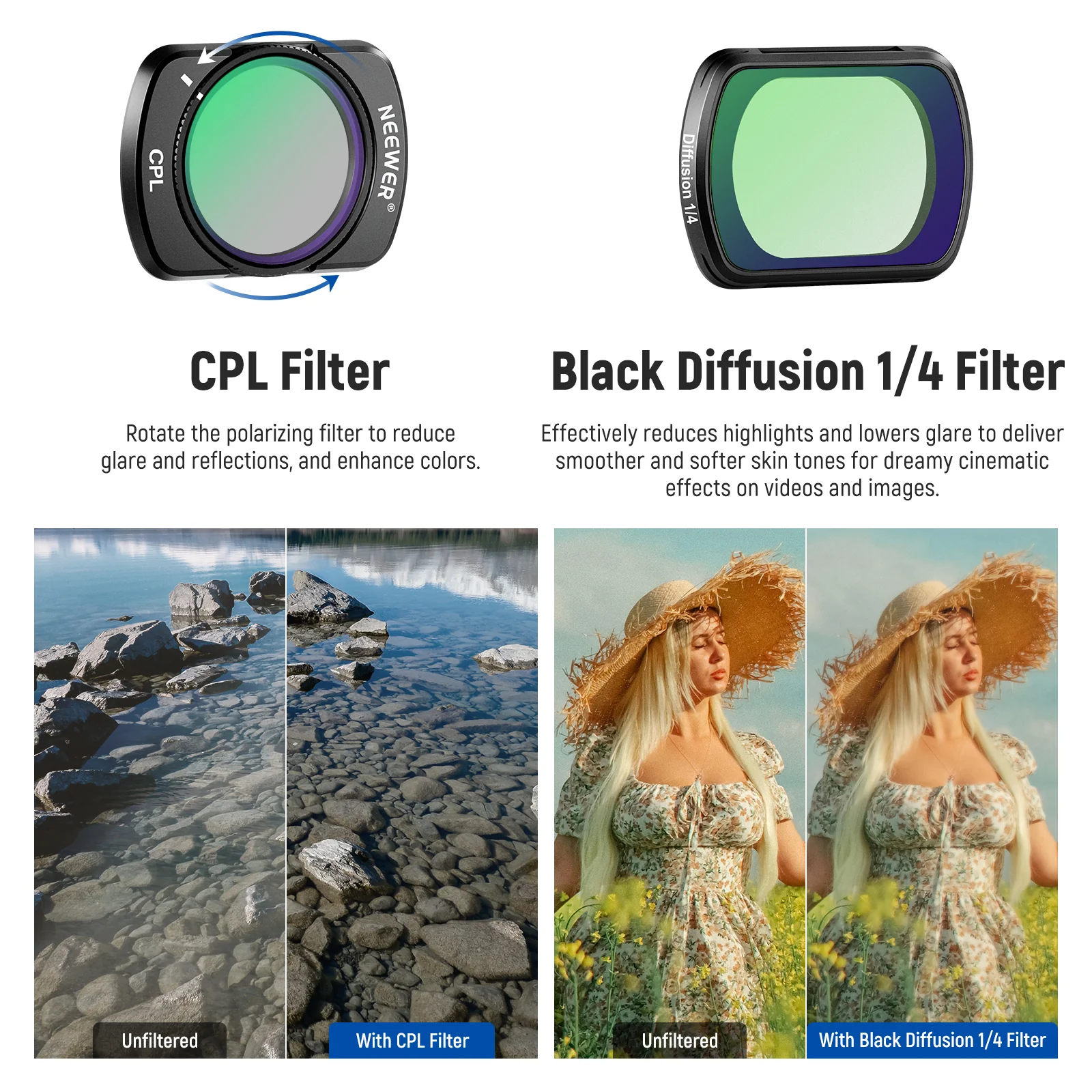 NEEWER Filter & Wide Angle Lens Set for DJI Osmo Pocket 3 / Pocket 4 - Image 16