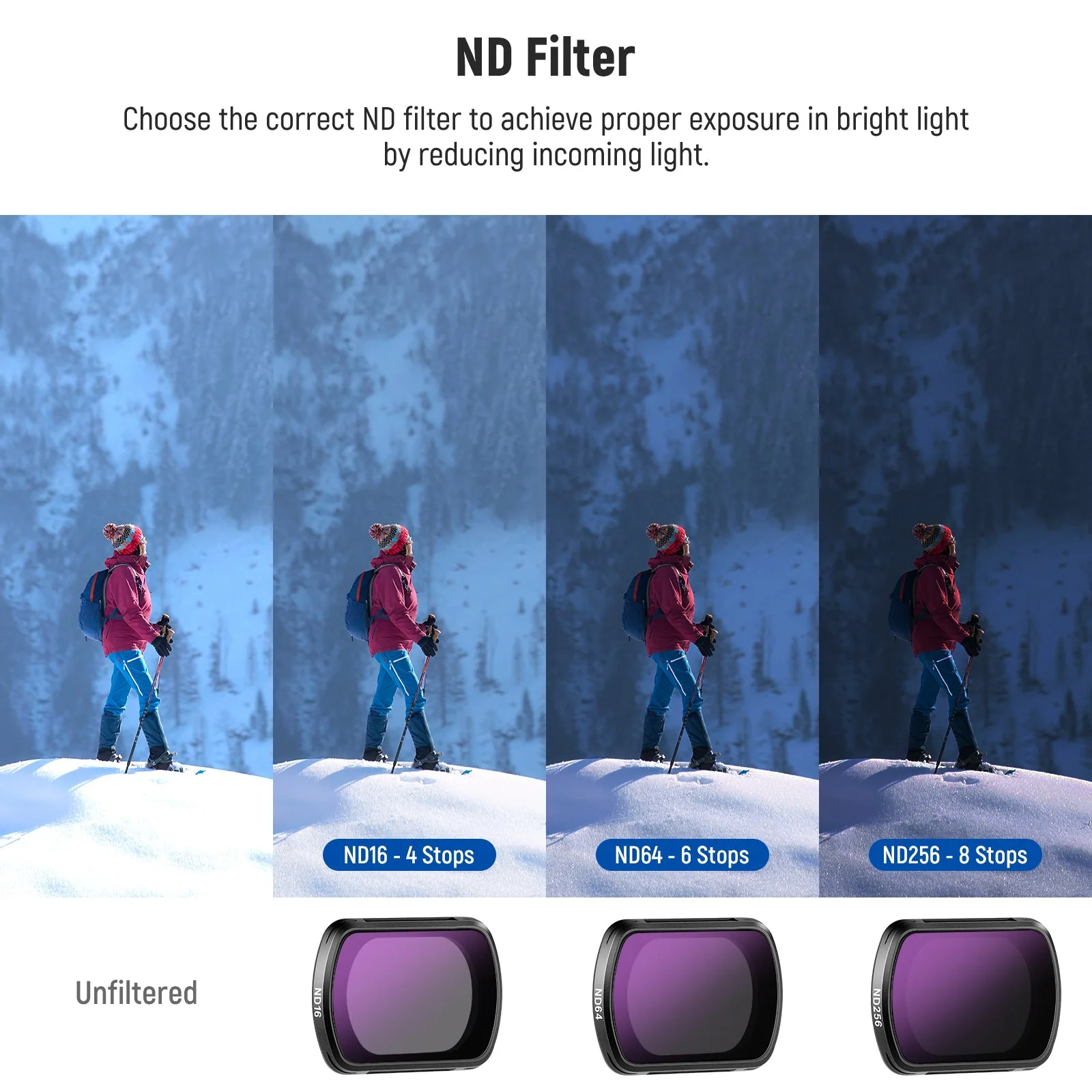 NEEWER FL-B14 ND Filters & 0.75X Wide Angle Lens Set For DJI Osmo Pocket 3 / Pocket 4 - Image 5