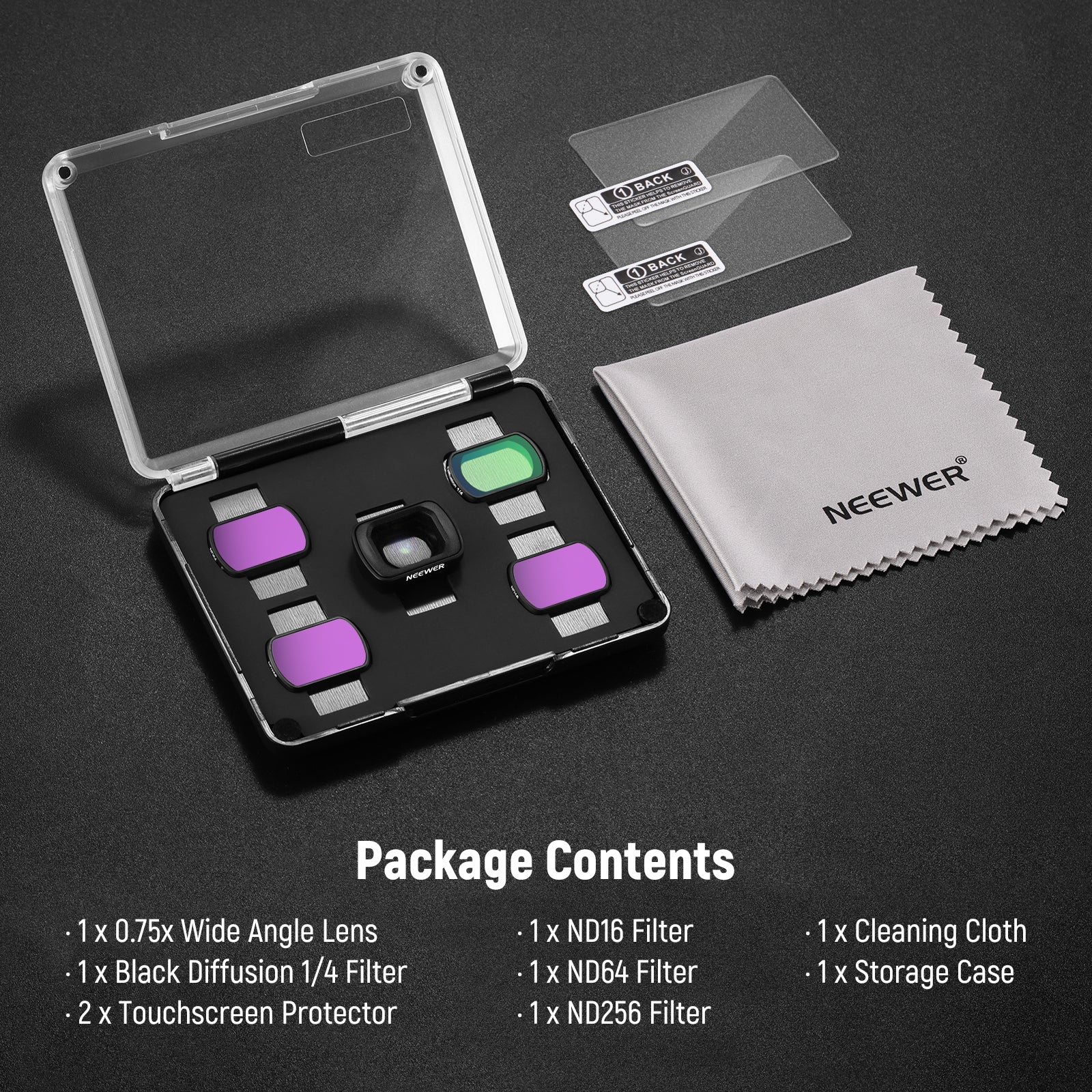 NEEWER FL-B14 ND Filters & 0.75X Wide Angle Lens Set For DJI Osmo Pocket 3 / Pocket 4 - Image 9