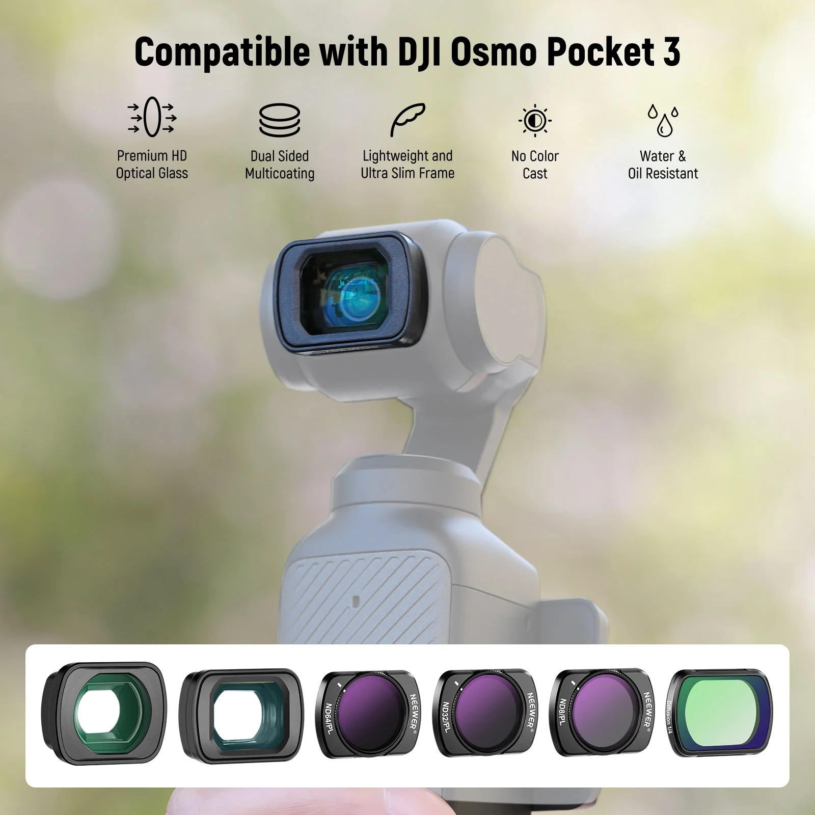 NEEWER FL-B16 ND/PL Filter Wide Angle Macro Lens Set for Pocket 3 / Pocket 4 - Image 2