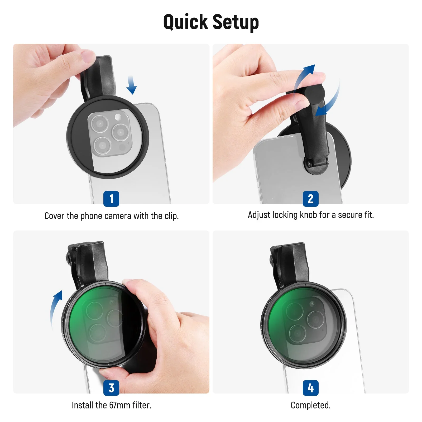 NEEWER FL-B21/FL-B25 67mm Variable ND2-32 Filter with Clip For Smartphone - Image 13