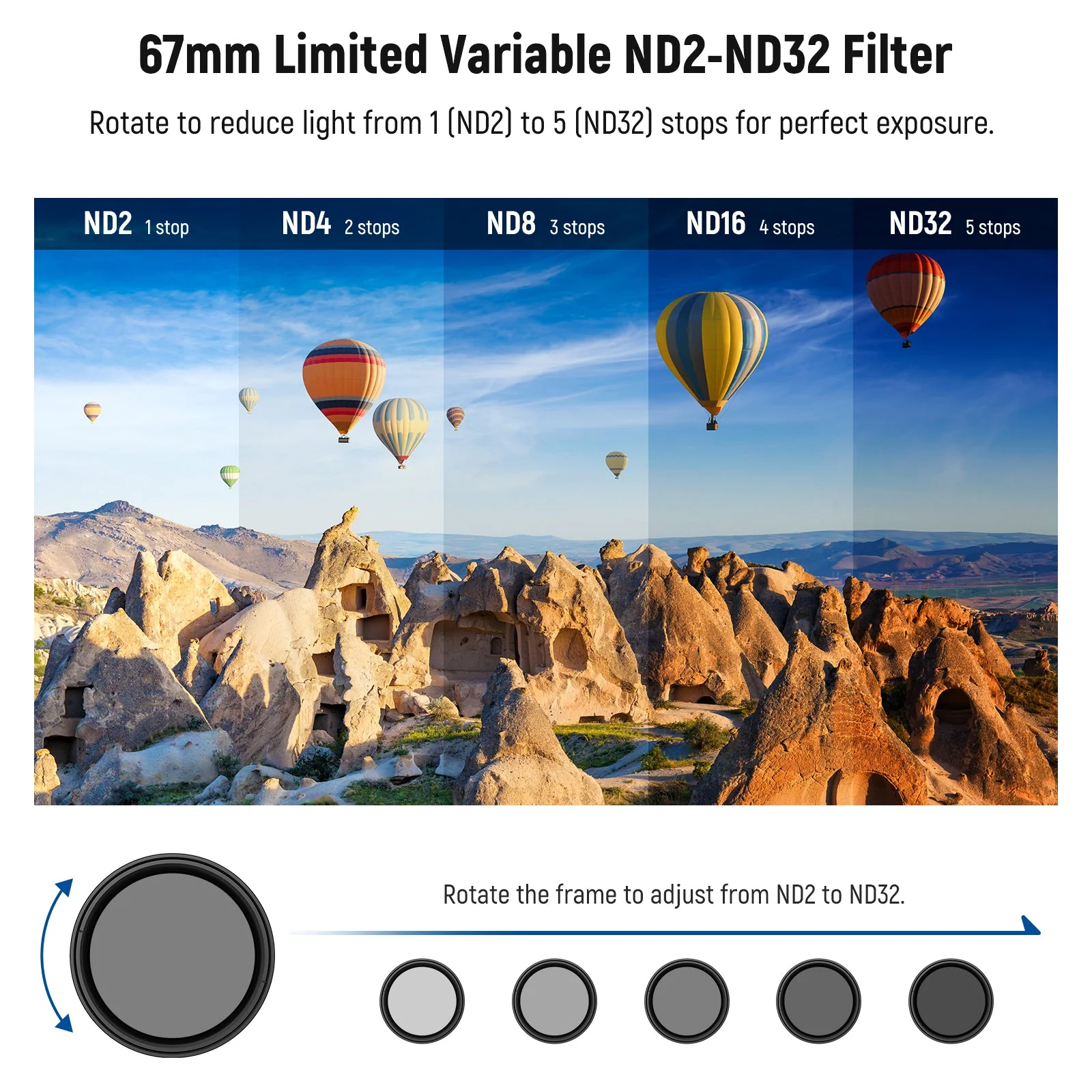 NEEWER FL-B21/FL-B25 67mm Variable ND2-32 Filter with Clip For Smartphone - Image 15