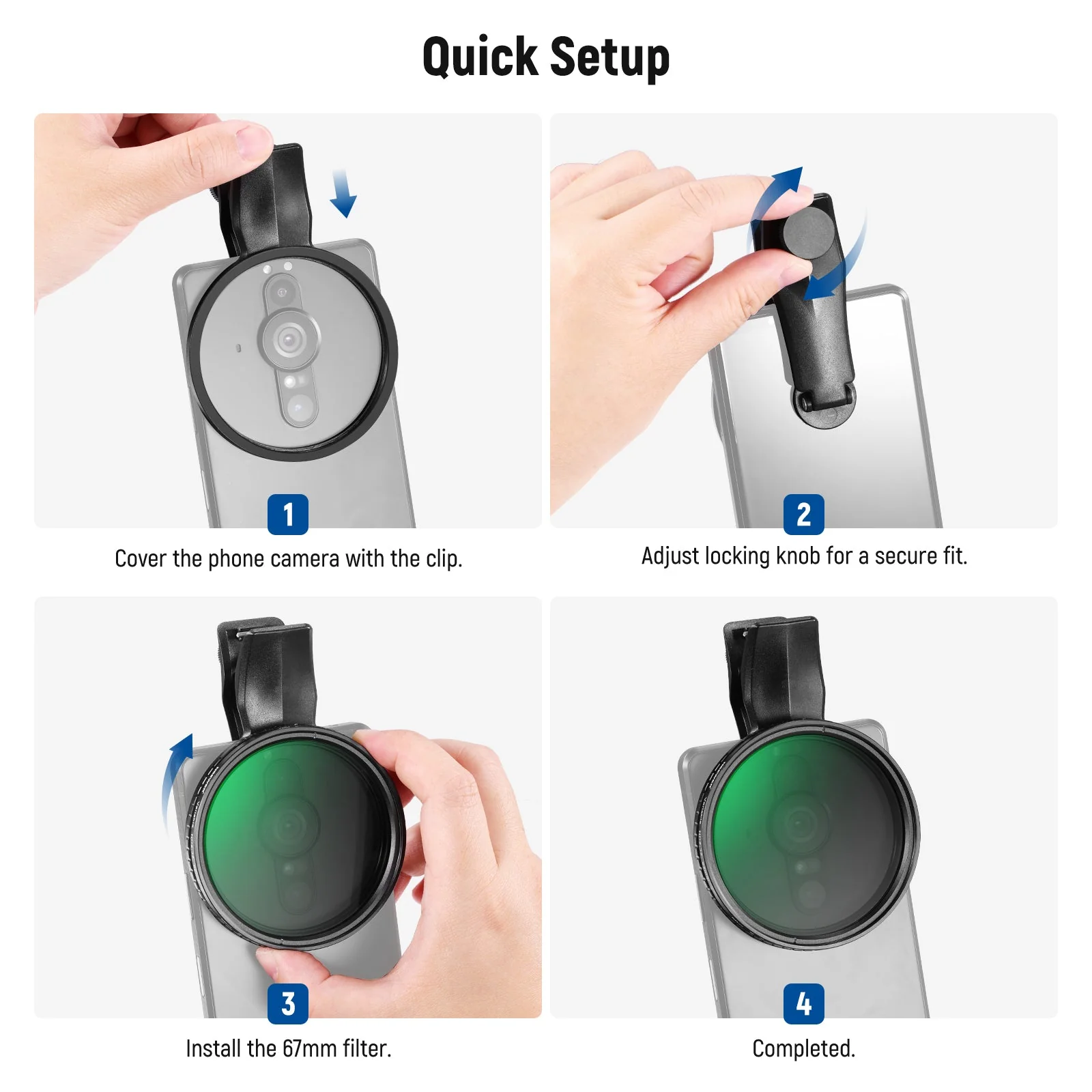 NEEWER FL-B21/FL-B25 67mm Variable ND2-32 Filter with Clip For Smartphone - Image 8