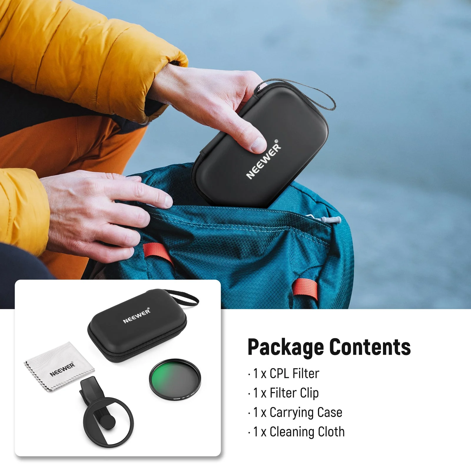 NEEWER FL-B23 67mm Clip-On CPL Filter For Smartphone - Image 9