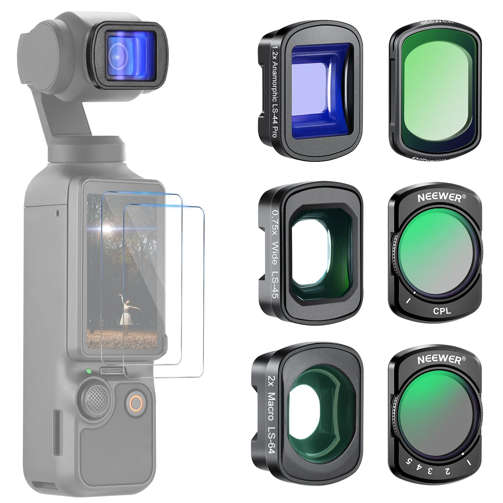 NEEWER FL-B27/FL-B28 Filter & Lens Set for DJI Osmo Pocket 3 / Pocket 4 - Image 10