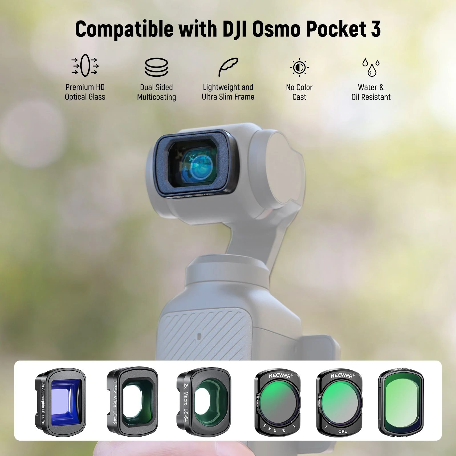 NEEWER FL-B27/FL-B28 Filter & Lens Set for DJI Osmo Pocket 3 / Pocket 4 - Image 13