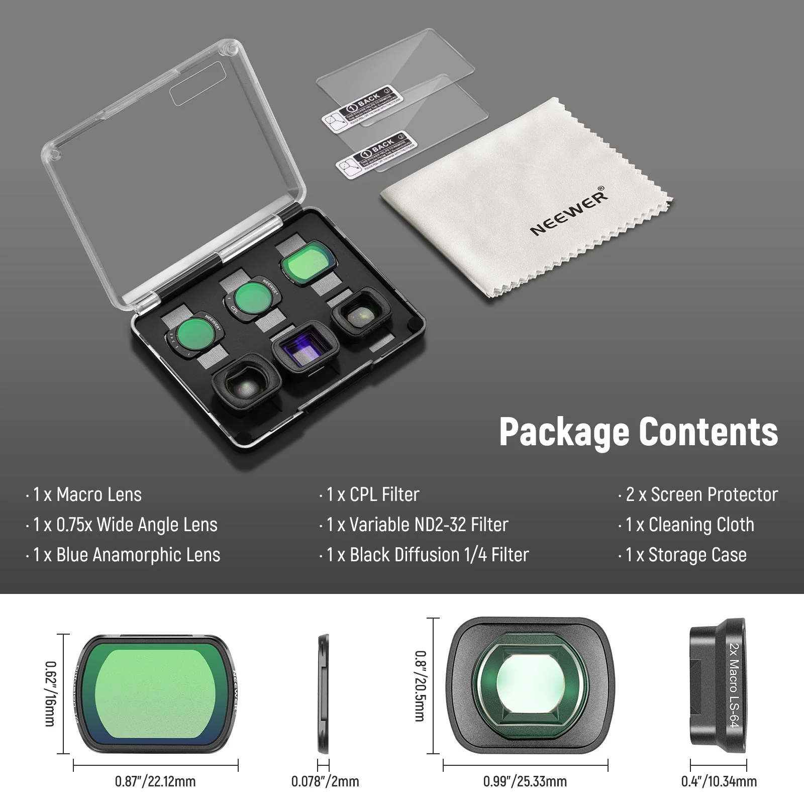 NEEWER FL-B27/FL-B28 Filter & Lens Set for DJI Osmo Pocket 3 / Pocket 4 - Image 18