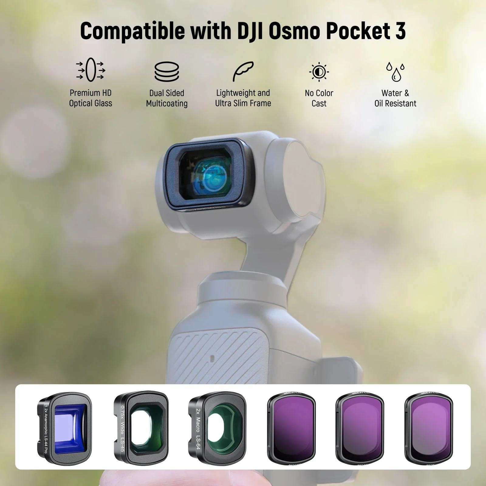 NEEWER FL-B27/FL-B28 Filter & Lens Set for DJI Osmo Pocket 3 / Pocket 4 - Image 2