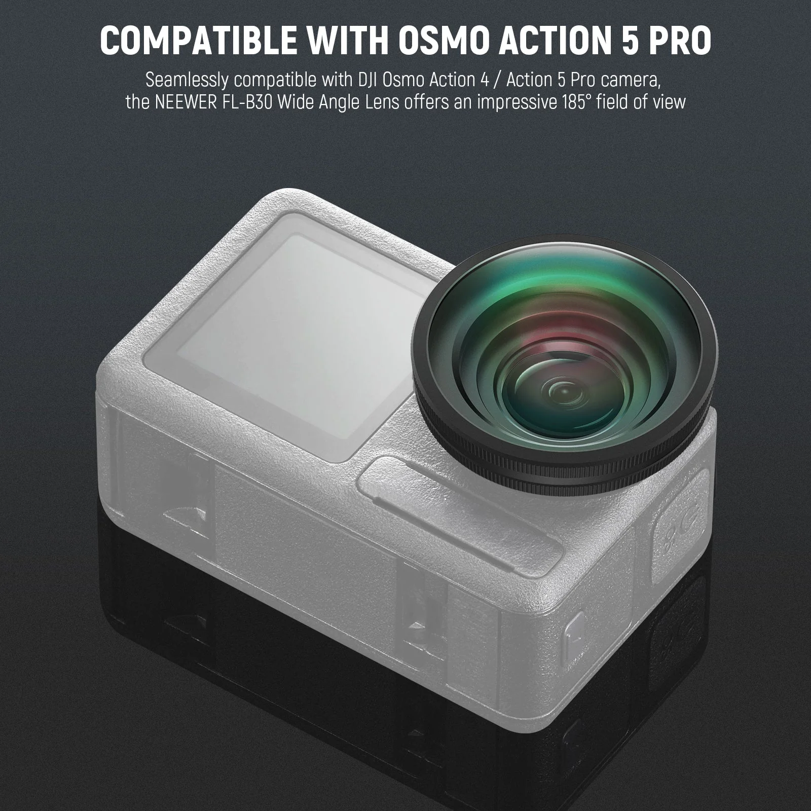 NEEWER FL-B30 FOV Boost 185° Wide Angle Lens For DJI Osmo Action 5 Pro/4 - Image 4