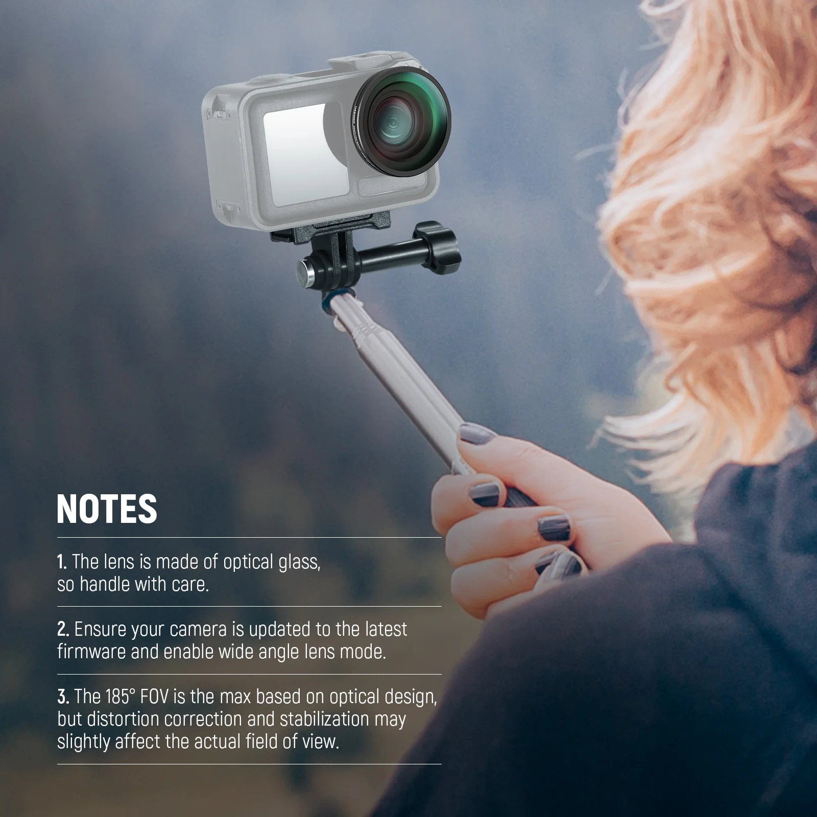 NEEWER FL-B30 FOV Boost 185° Wide Angle Lens For DJI Osmo Action 5 Pro/4 - Image 6