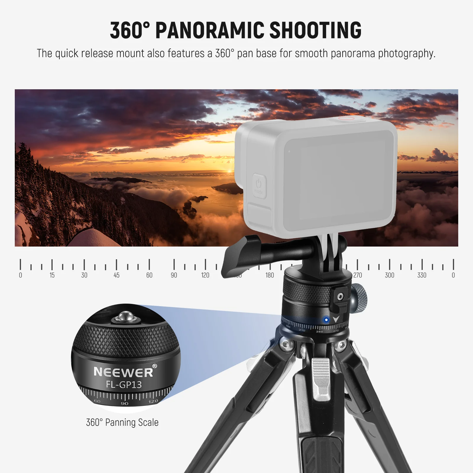 NEEWER FL-GP13 Quick Release Tripod Mount Adapter Compatible with GoPro Hero - Image 7
