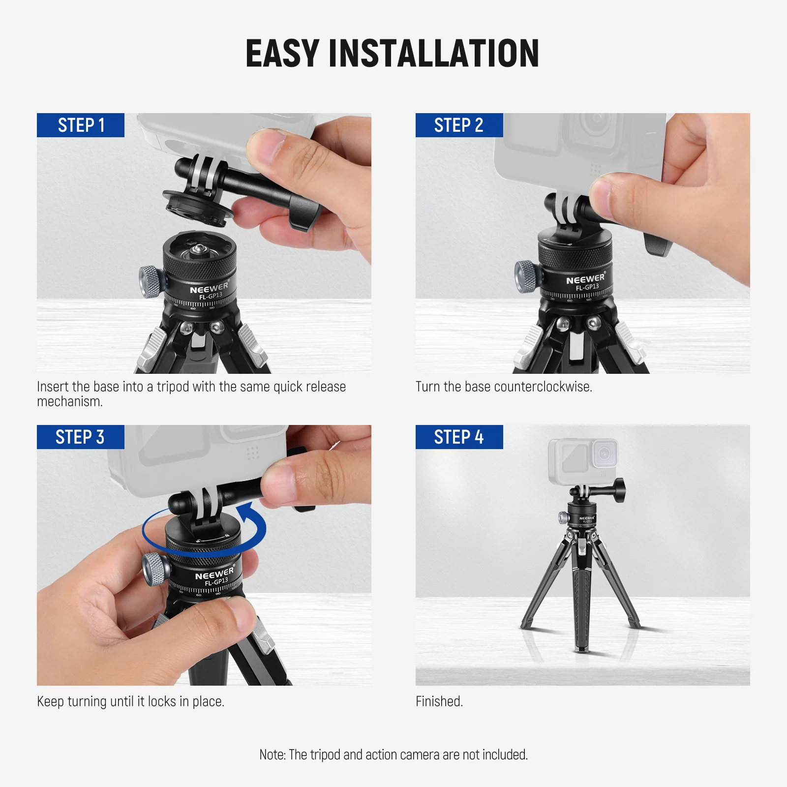 NEEWER FL-GP13 Quick Release Tripod Mount Adapter Compatible with GoPro Hero - Image 8