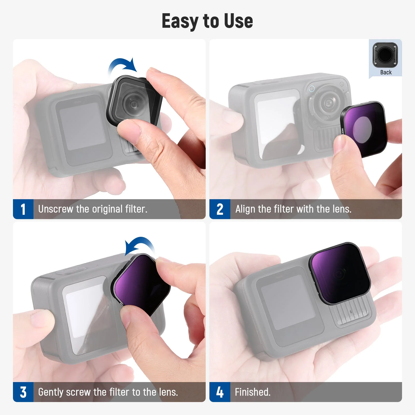 NEEWER FL-GP18 4 Pack PL/ND Filter Set For GoPro Hero 13 12 11 10 9 Black - Image 7