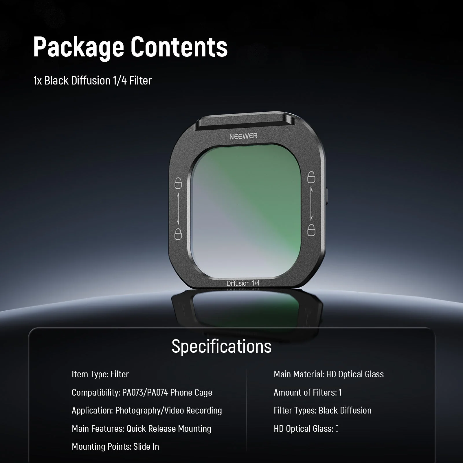 NEEWER FL-I5 1/4 Black Diffusion Phone Lens Filter For iPhone PA073/PA074 Cage - Image 7