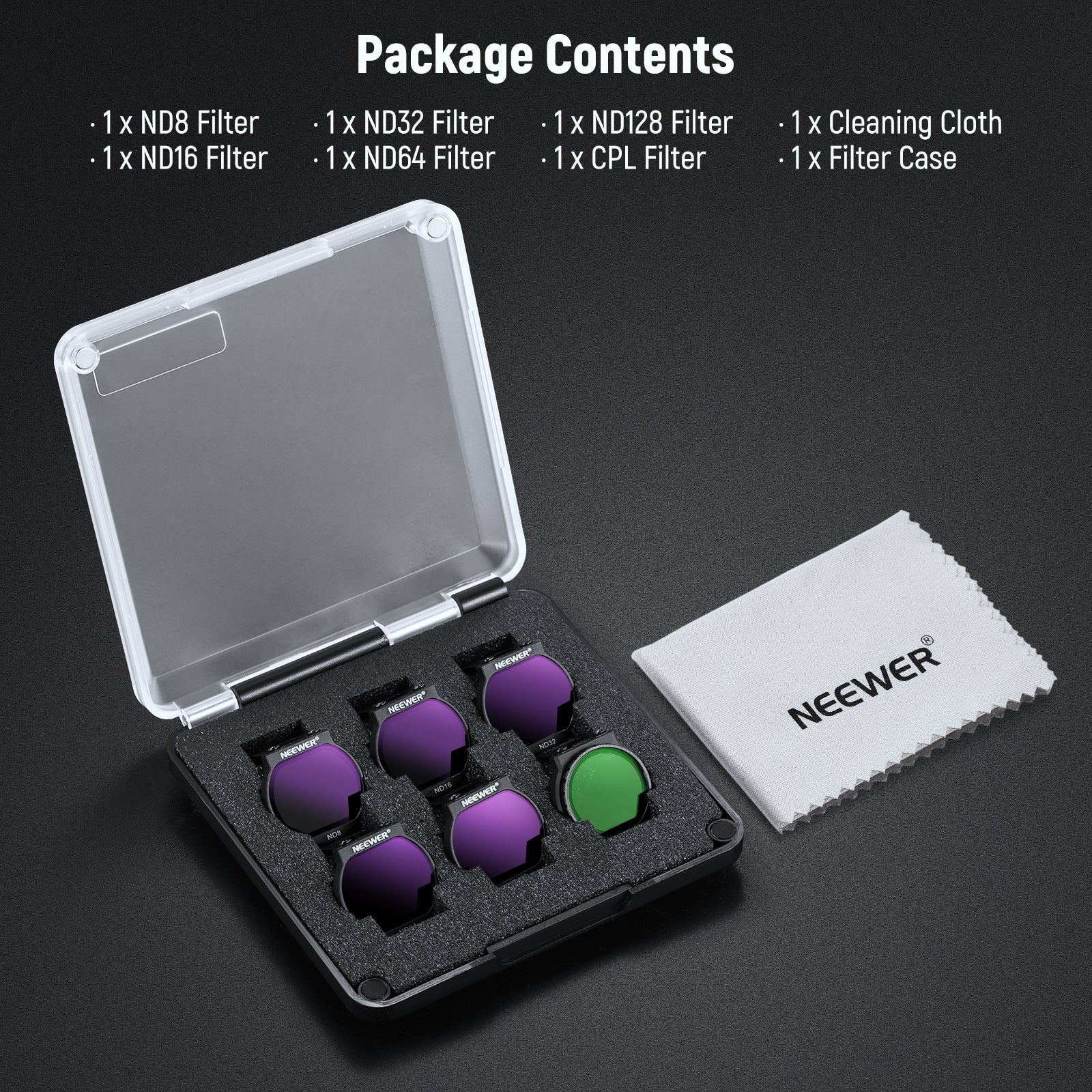 NEEWER FL-N30 6-Pack ND8/ND16/ND32/ND64/ND128/CPL Filter Set for DJI NEO - Image 8