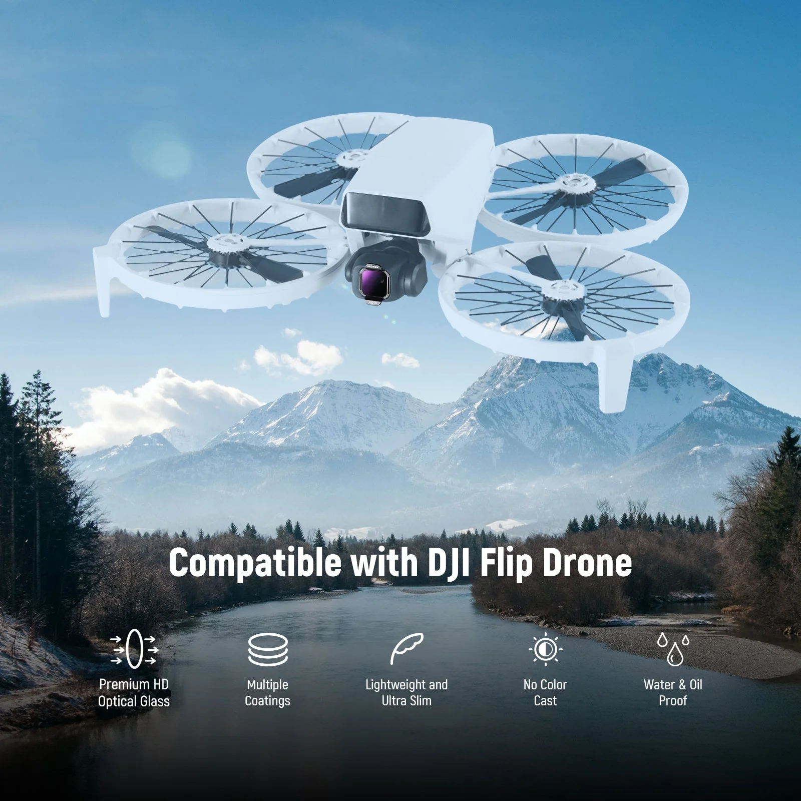 NEEWER FL-N33 4-Pack ND16/ND64/ND256/CPL Filter for DJI Flip / Lito X1 Drone - Image 2