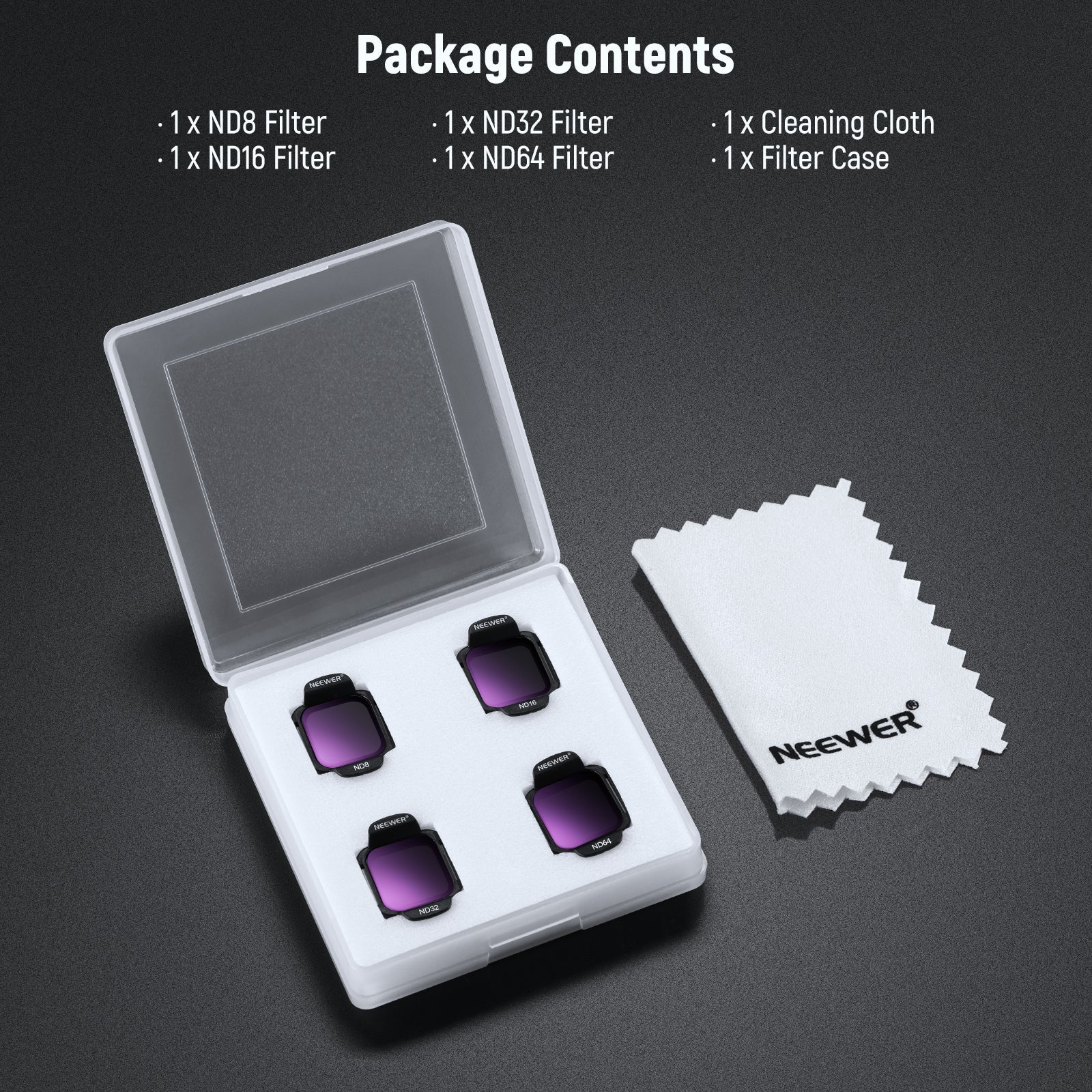 NEEWER FL-N34 4-Pack ND Filter Set for DJI Flip / Lito X1 Drone - Image 8