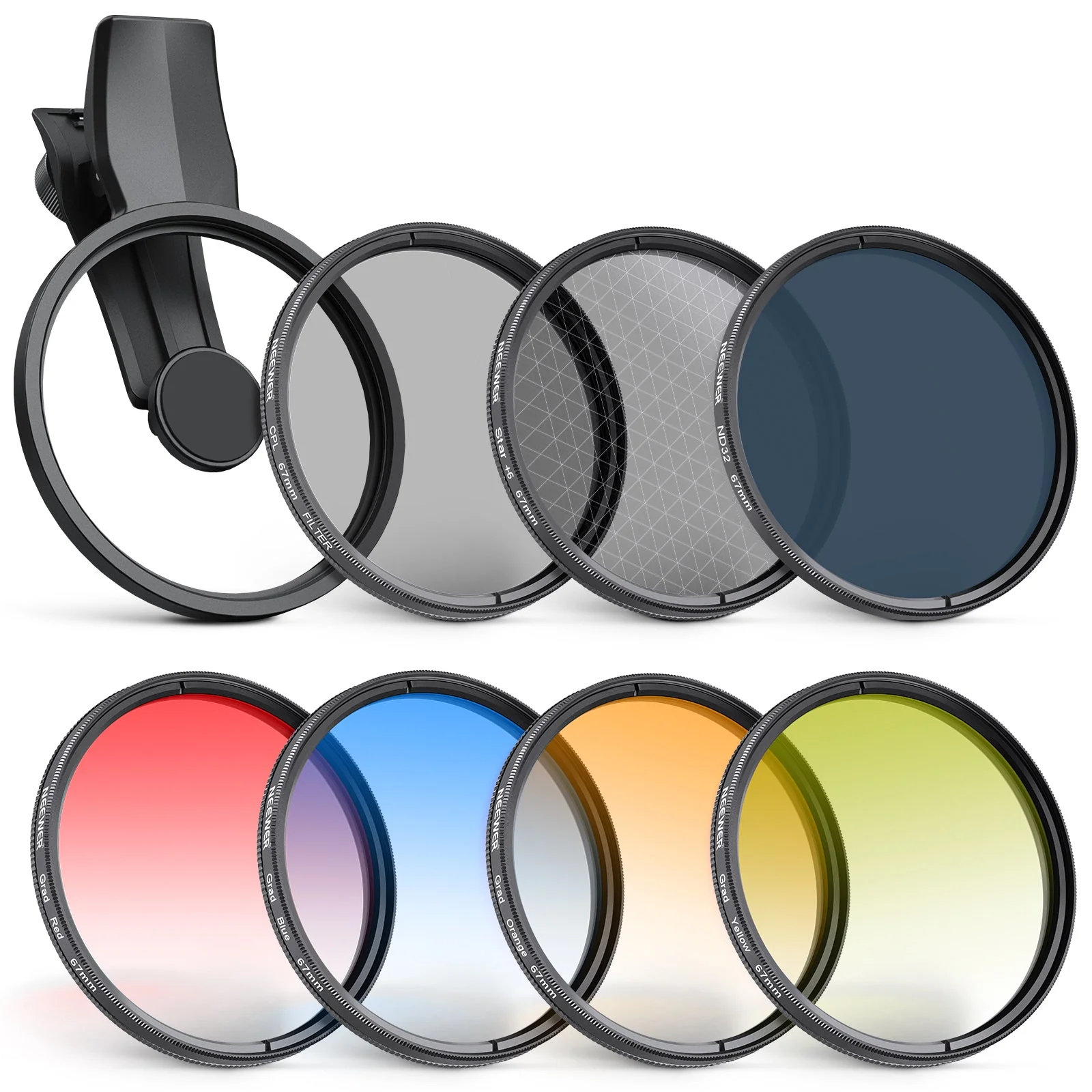 NEEWER FL-P11/FL-P12 7 Pack Clip-On 67mm Filter Set for Smartphones - Image 10