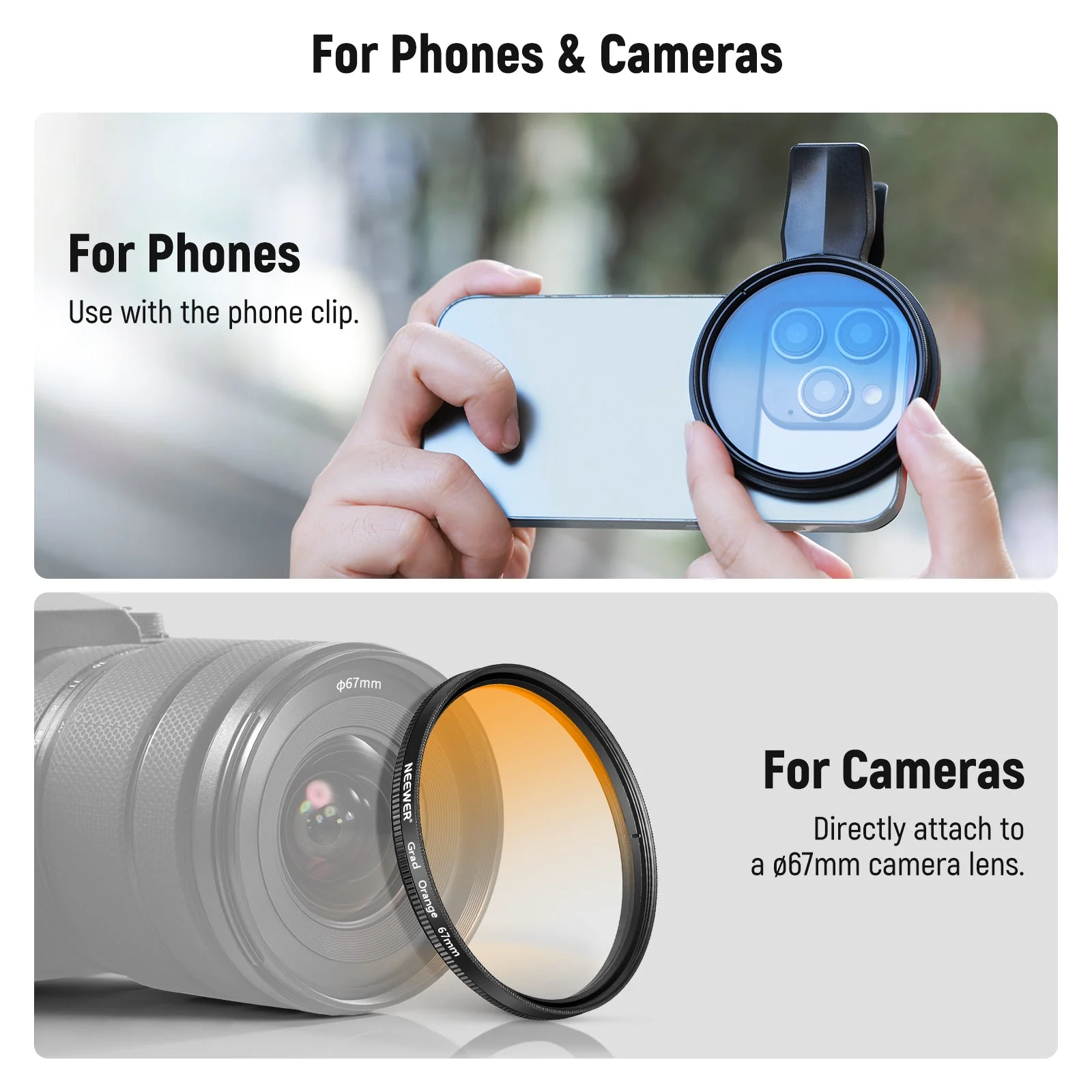 NEEWER FL-P11/FL-P12 7 Pack Clip-On 67mm Filter Set for Smartphones - Image 7