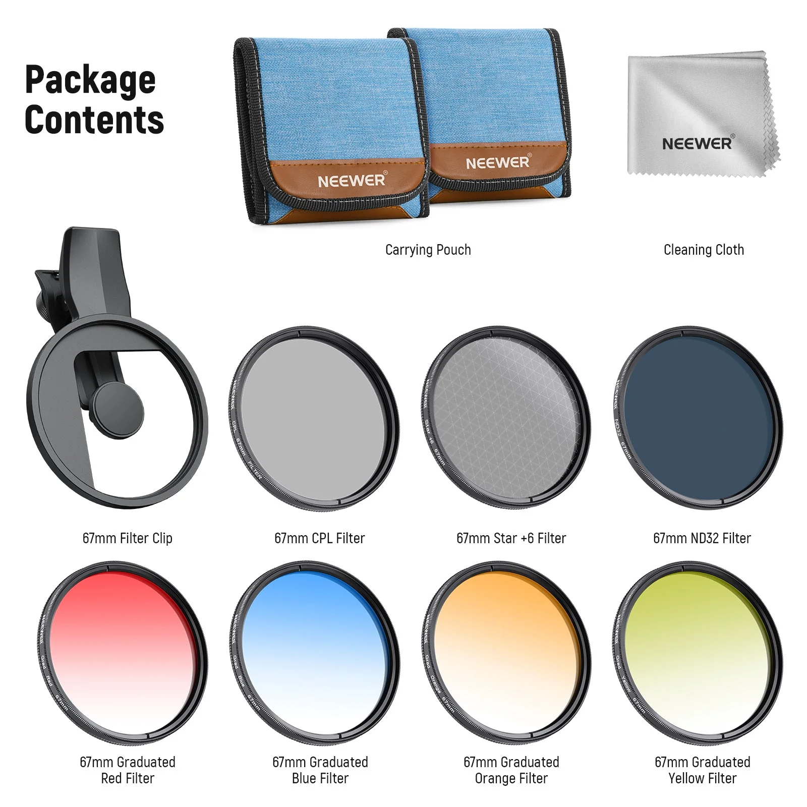 NEEWER FL-P11/FL-P12 7 Pack Clip-On 67mm Filter Set for Smartphones - Image 9