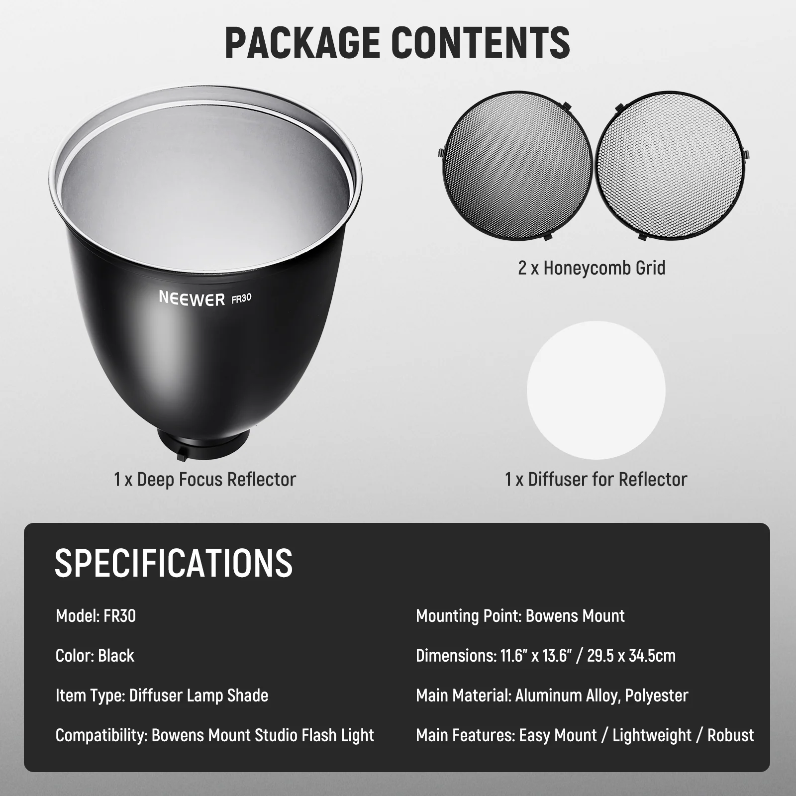 NEEWER FR18/FR30 Bowens Mount Reflector Set - Image 15