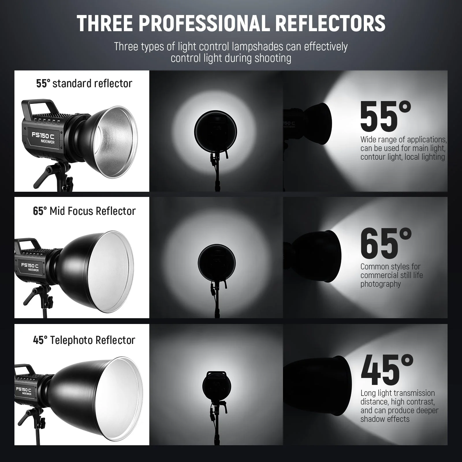 NEEWER FR18/FR30 Bowens Mount Reflector Set - Image 3